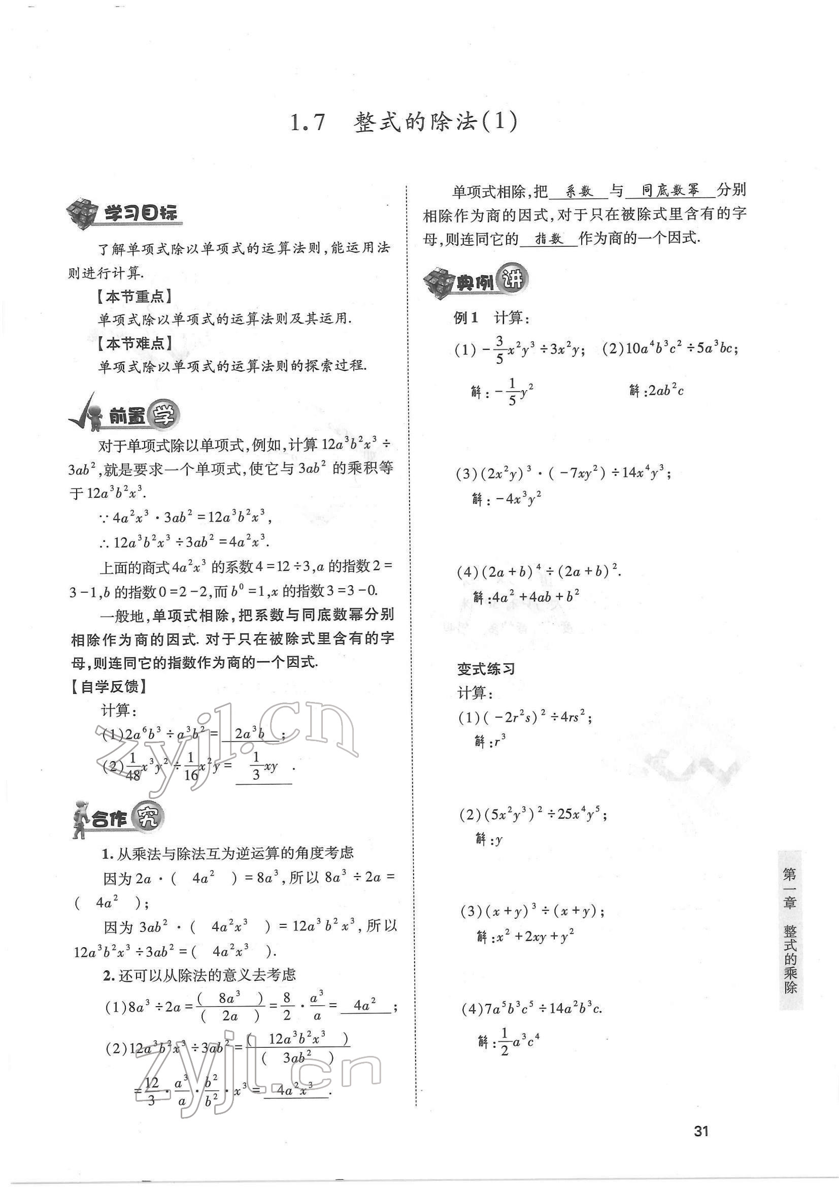 2022年育才金典七年級數(shù)學(xué)下冊北師大版 參考答案第31頁