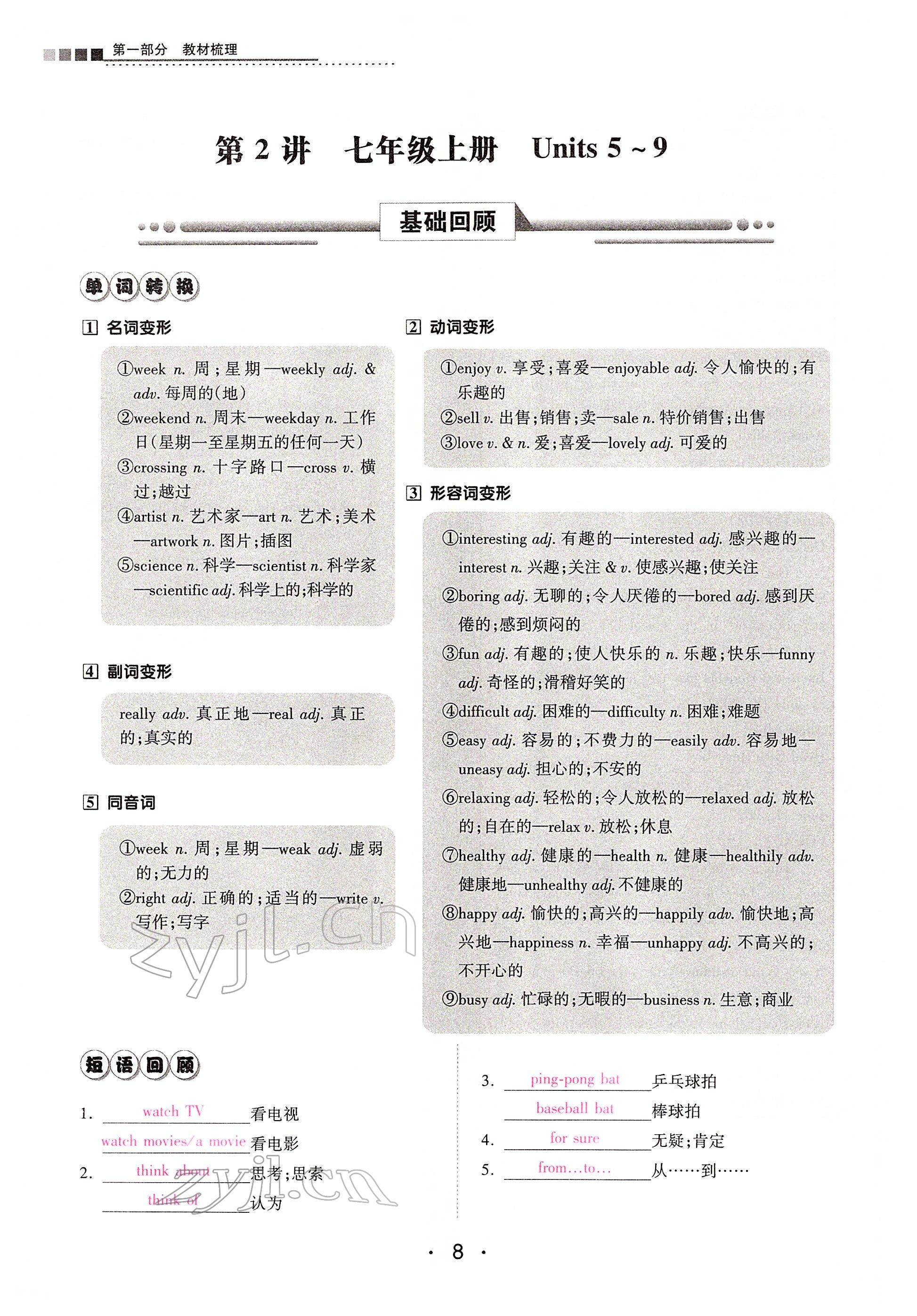 2022年学考新评价英语 参考答案第8页