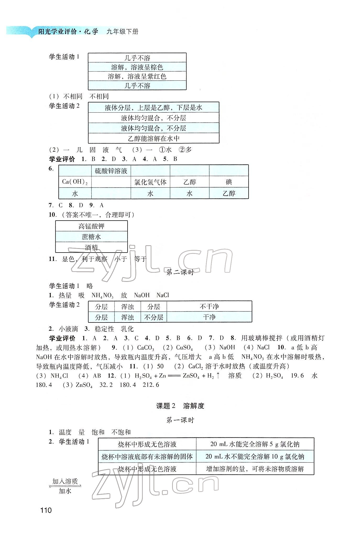 2022年陽光學(xué)業(yè)評價九年級化學(xué)下冊人教版 第4頁