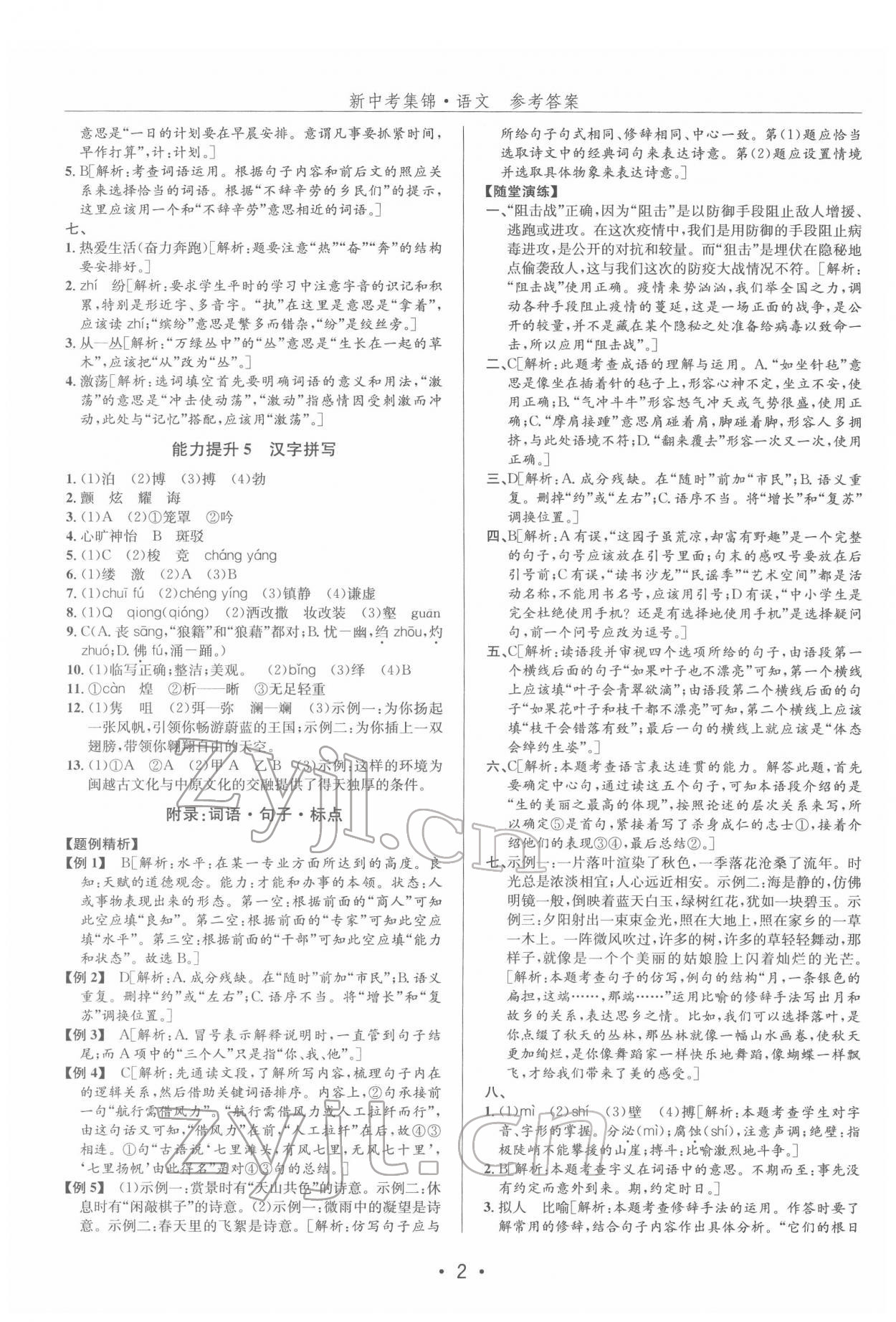 2022年新中考集锦全程复习训练语文 第2页