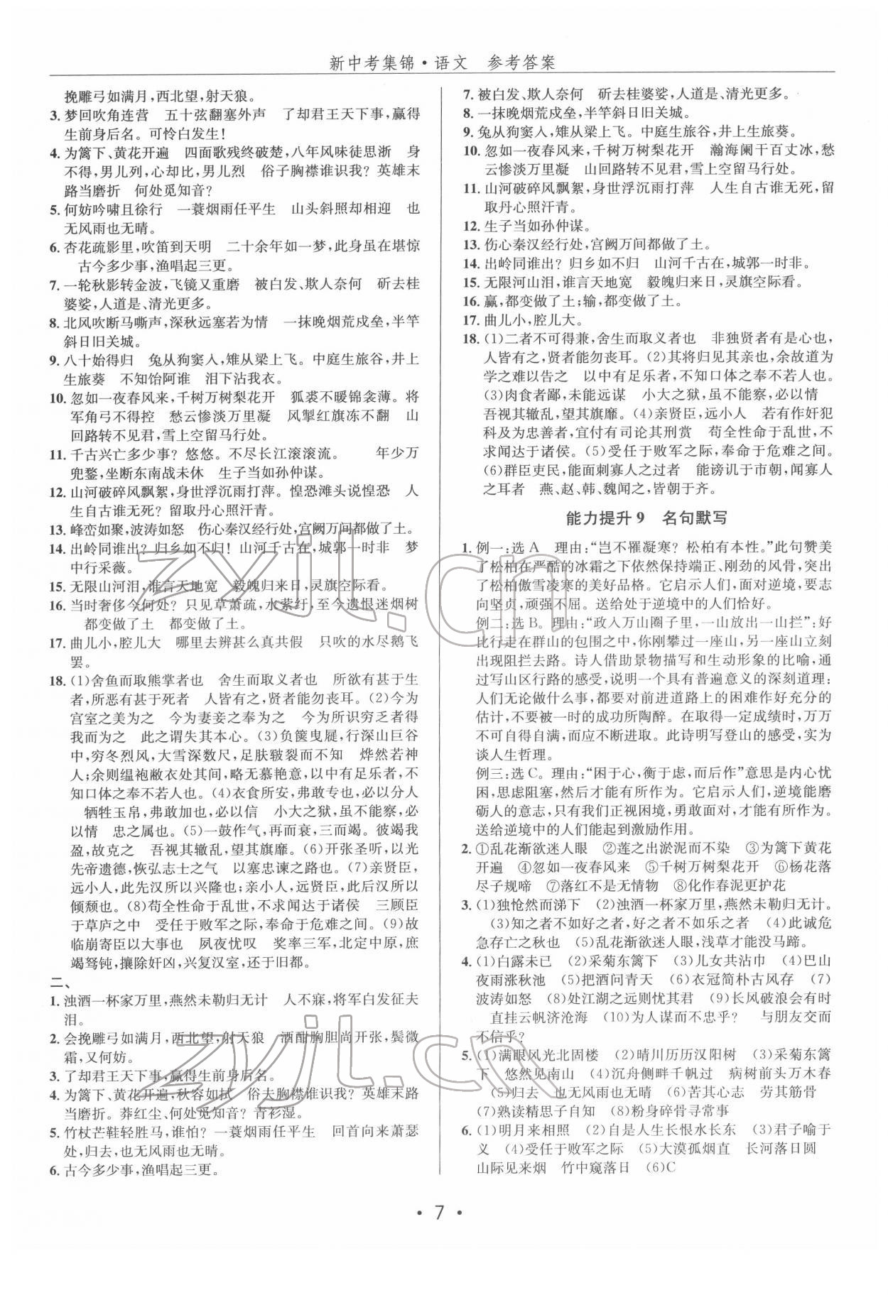 2022年新中考集锦全程复习训练语文 第7页