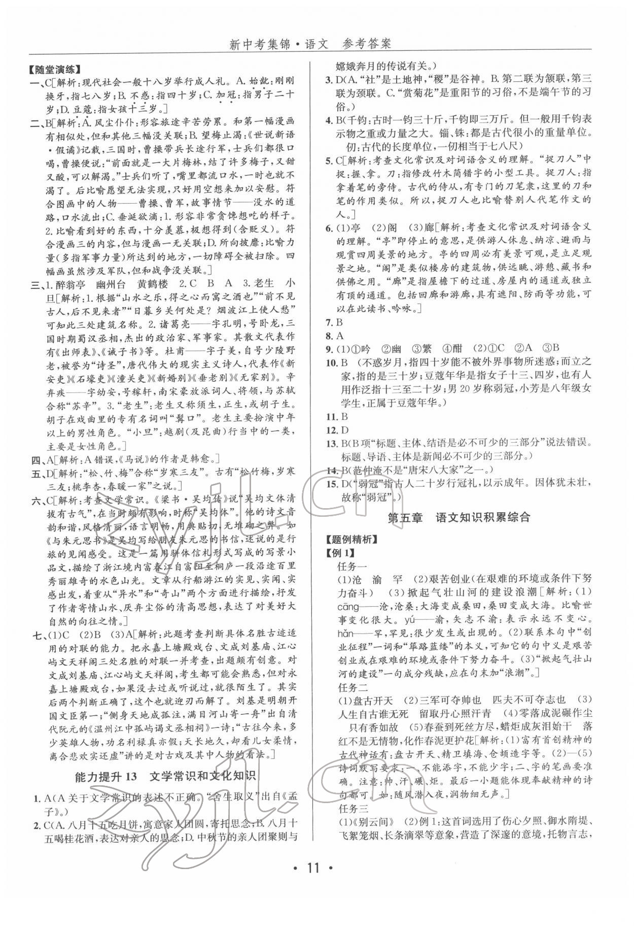2022年新中考集锦全程复习训练语文 第11页