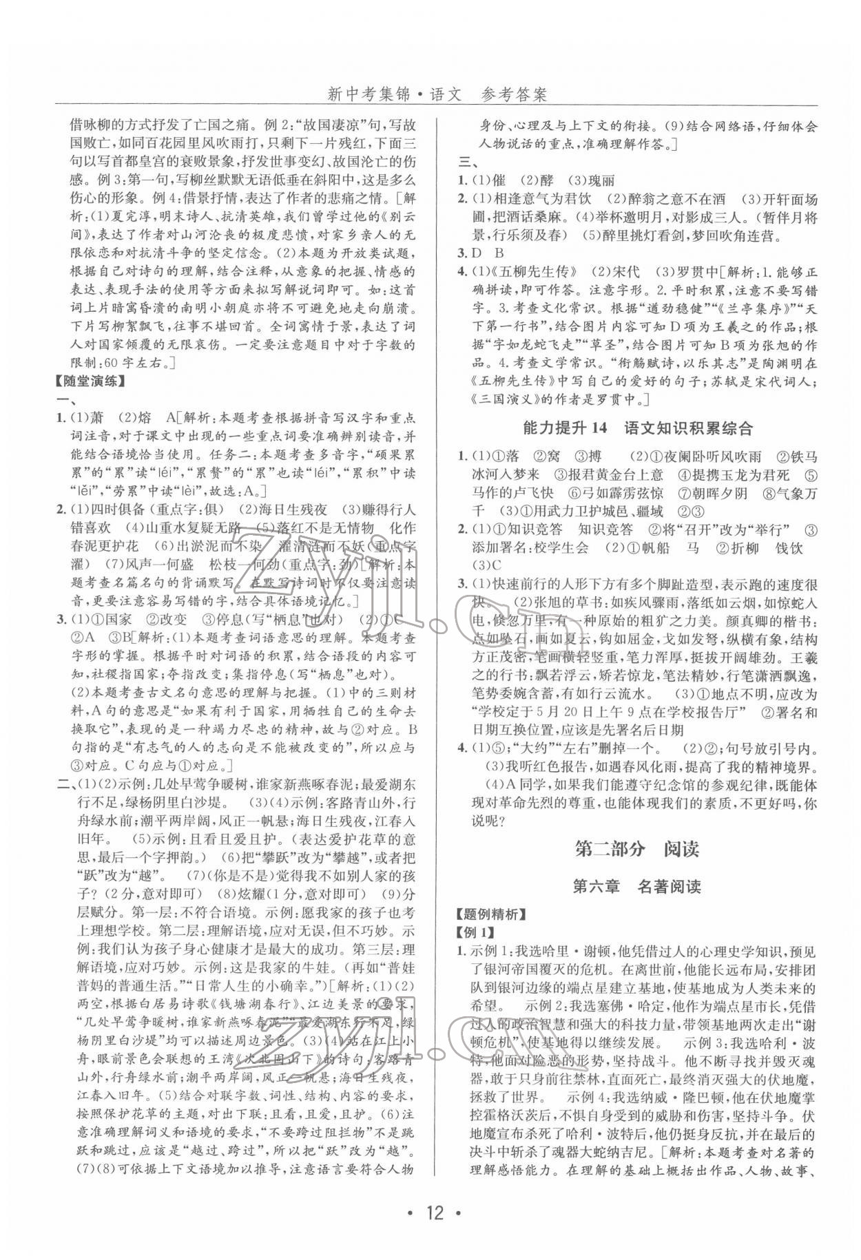 2022年新中考集锦全程复习训练语文 第12页