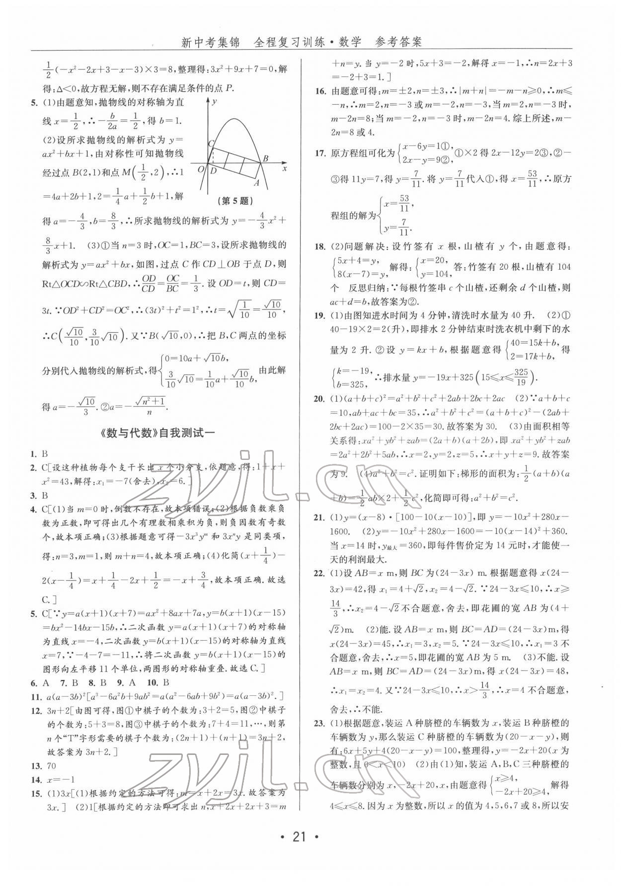 2022年新中考集锦全程复习训练数学 第21页