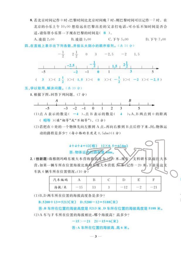 2022年扬帆天天练六年级数学下册人教版 参考答案第6页