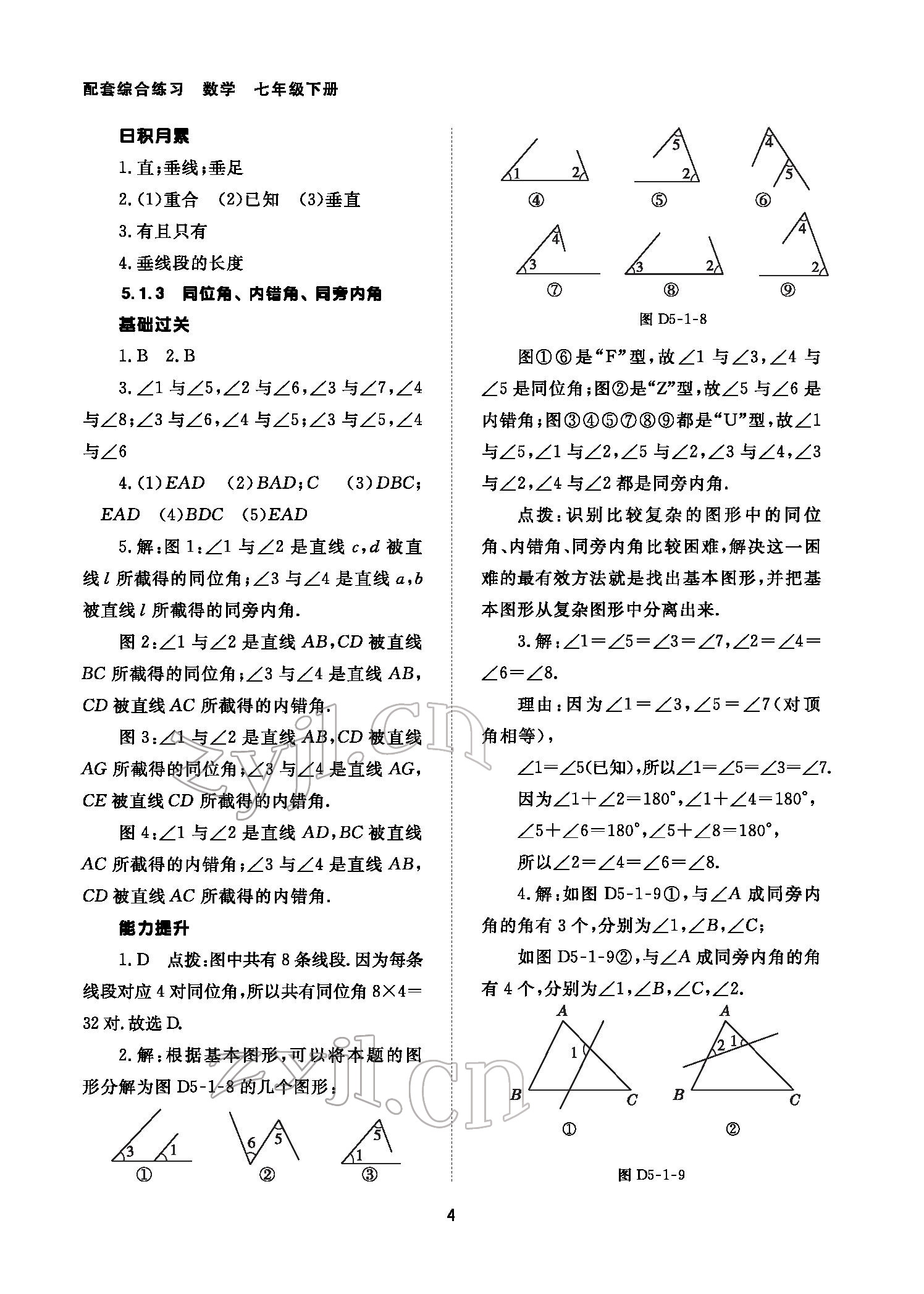 2022年数学配套综合练习七年级下册人教版 参考答案第4页