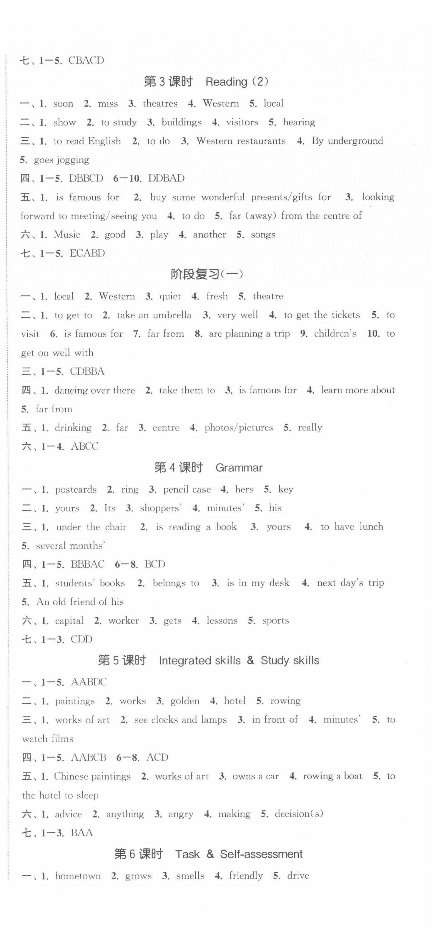 2022年金钥匙1加1七年级英语下册译林版连云港专版 参考答案第11页