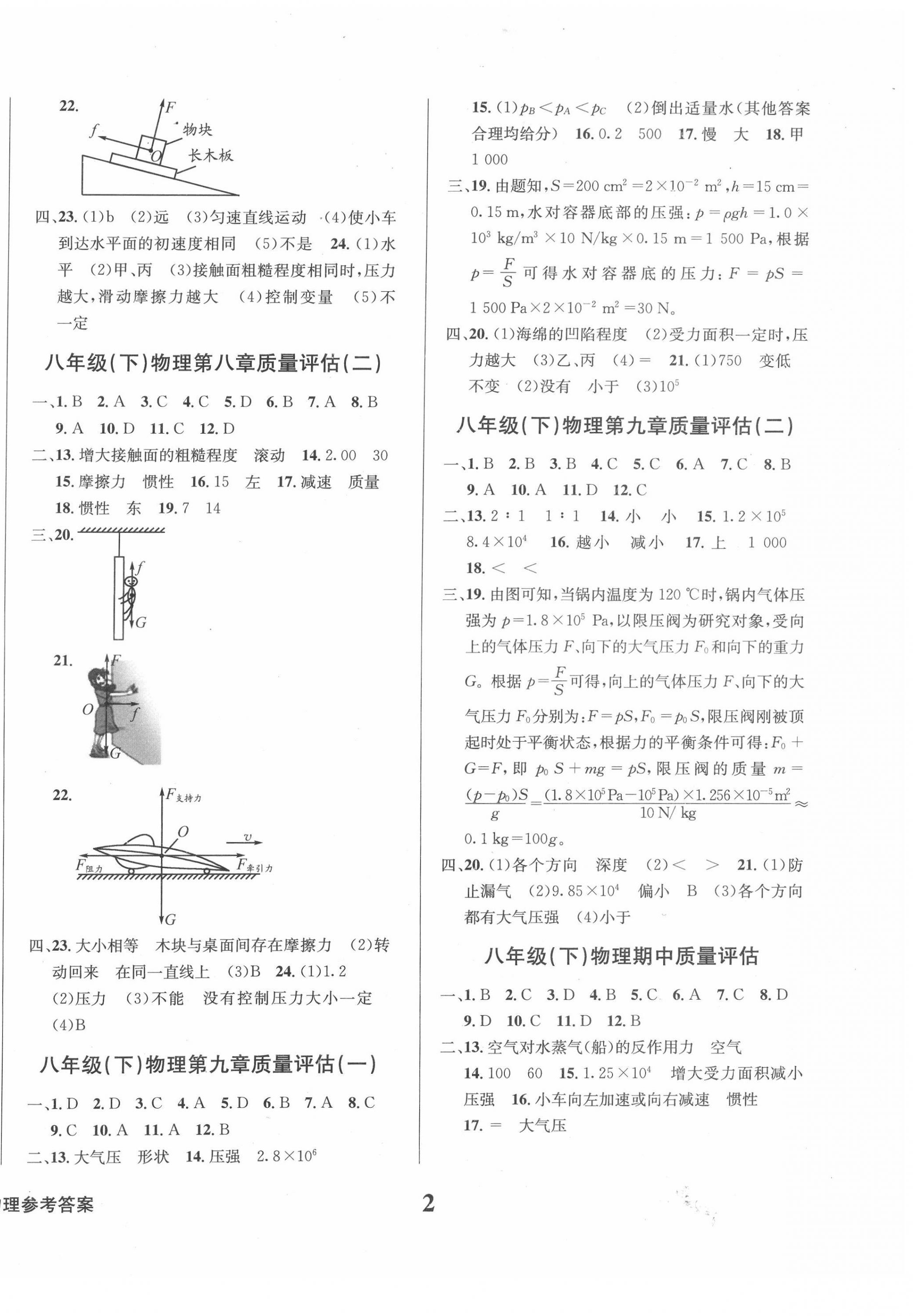 2022年學(xué)業(yè)質(zhì)量測試薄八年級物理下冊人教版 第2頁