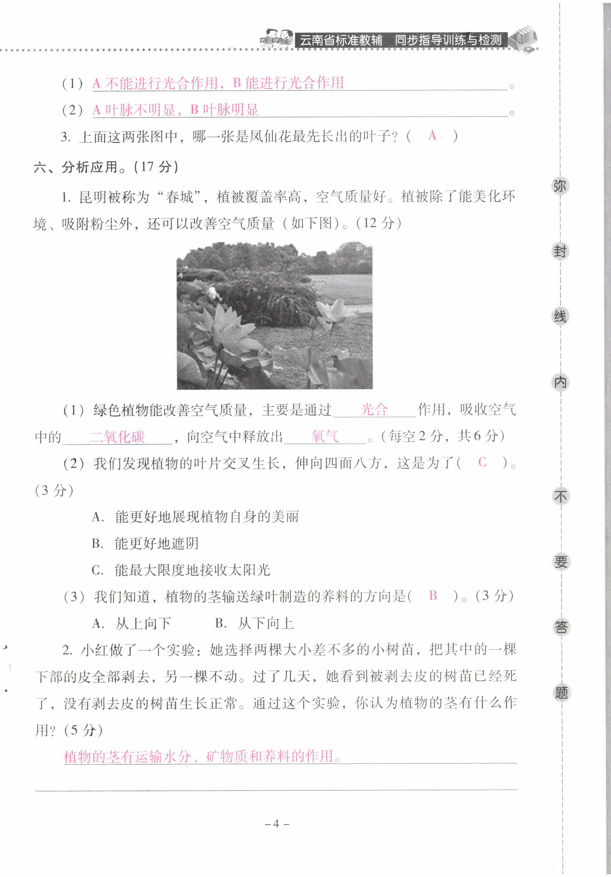 2022年云南省标准教辅同步指导训练与检测四年级科学下册教科版 第4页