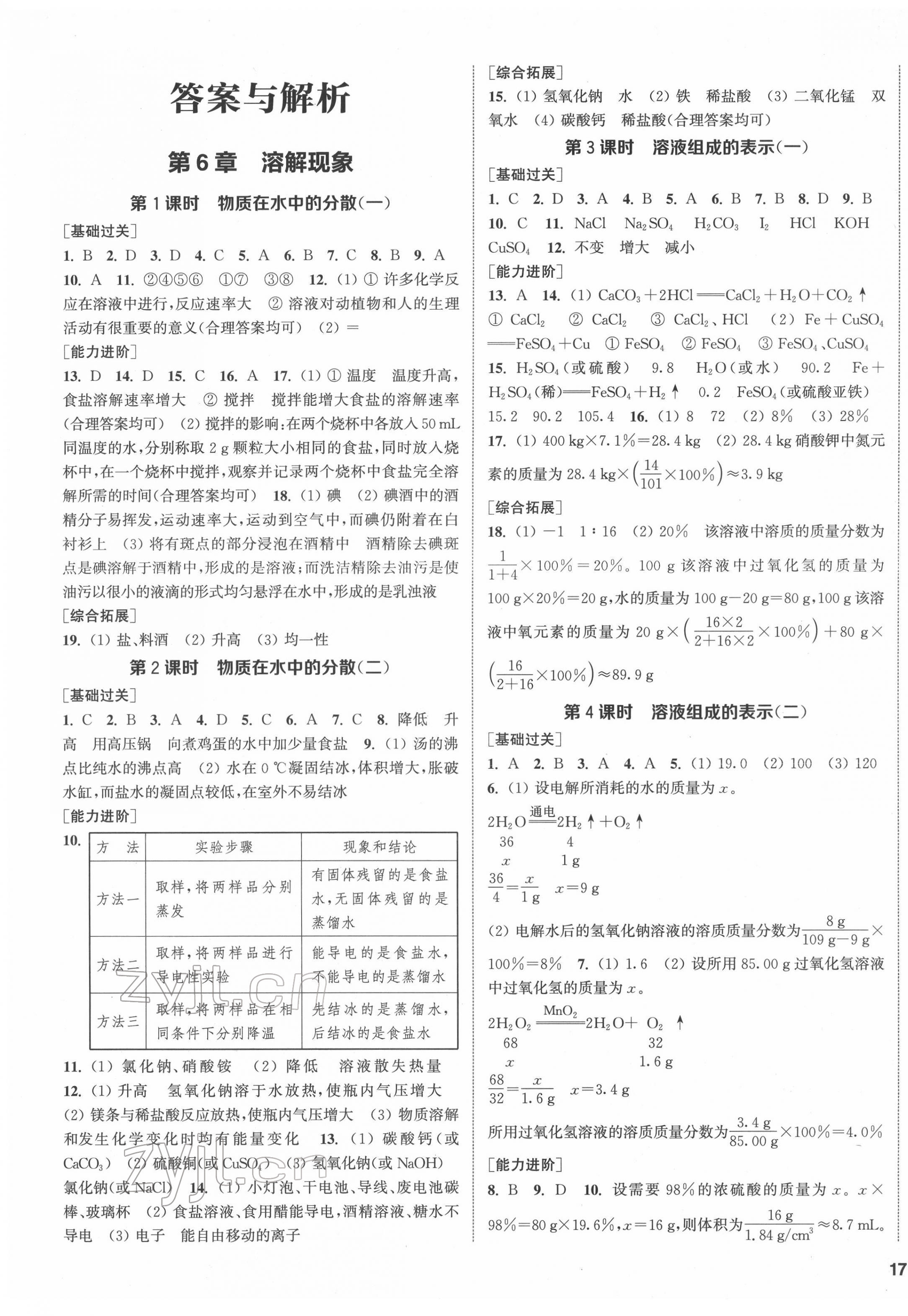 2022年金钥匙1加1课时作业目标检测九年级化学下册上海版 第1页