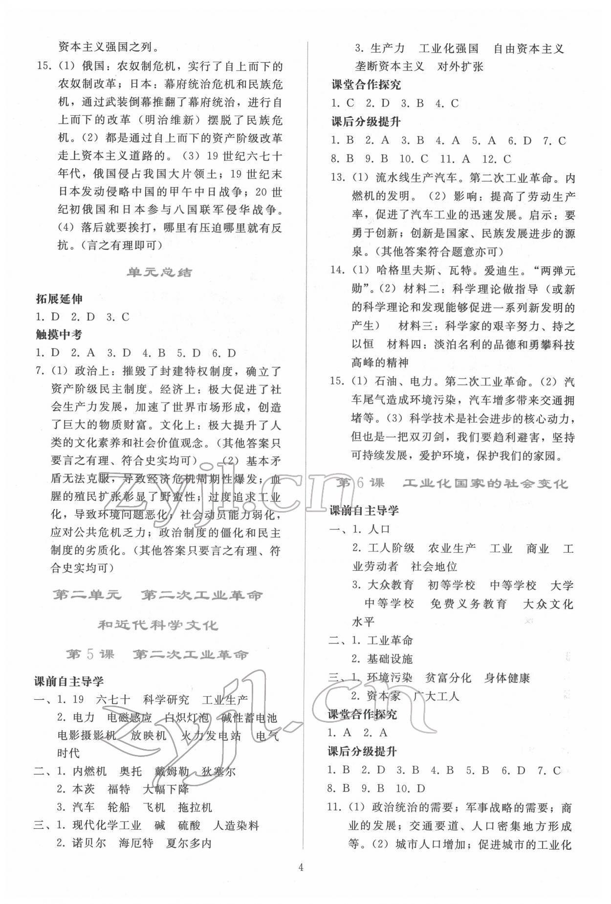 2022年同步轻松练习九年级中国历史下册人教版 第3页