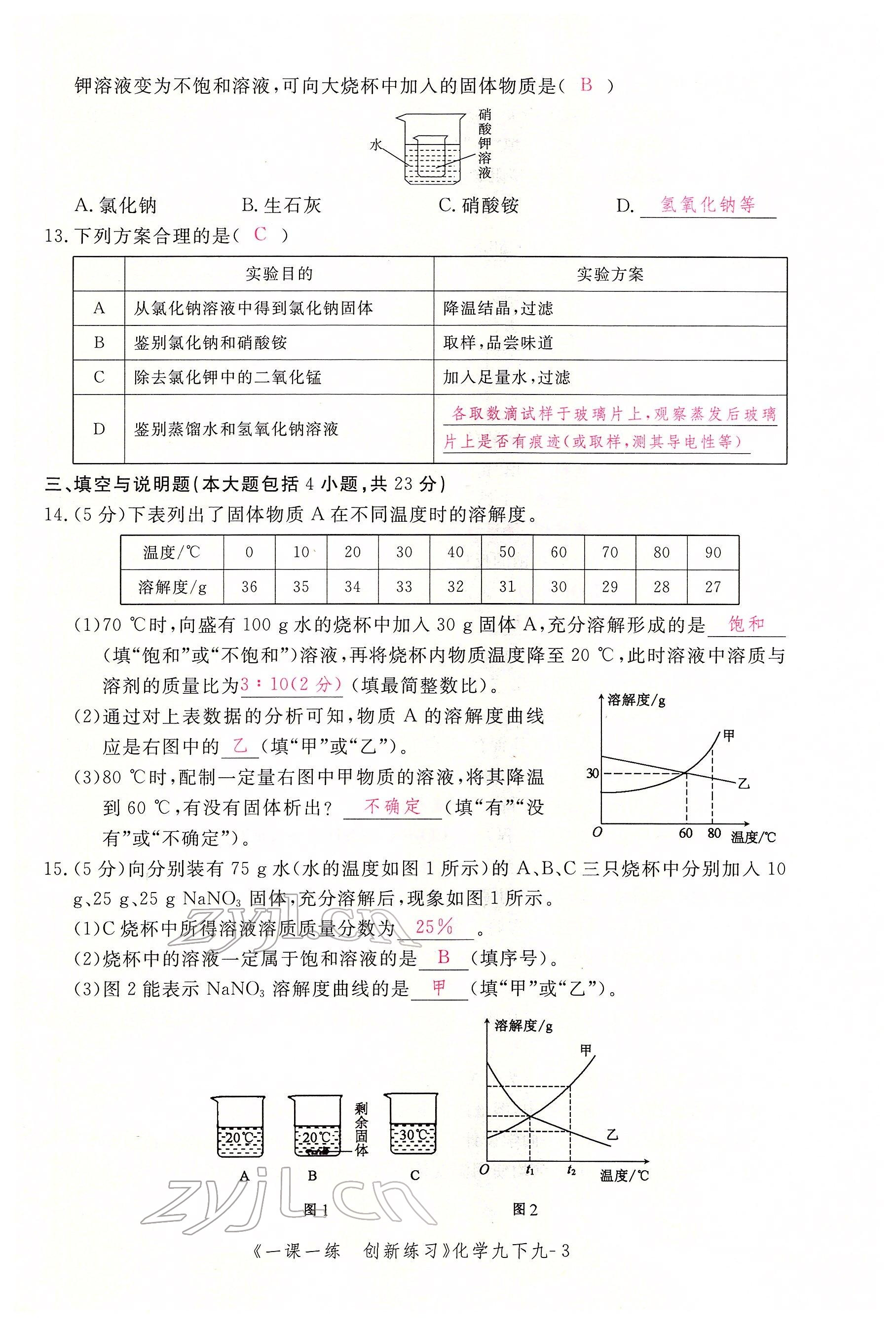 2022年一课一练创新练习九年级化学下册人教版 第9页