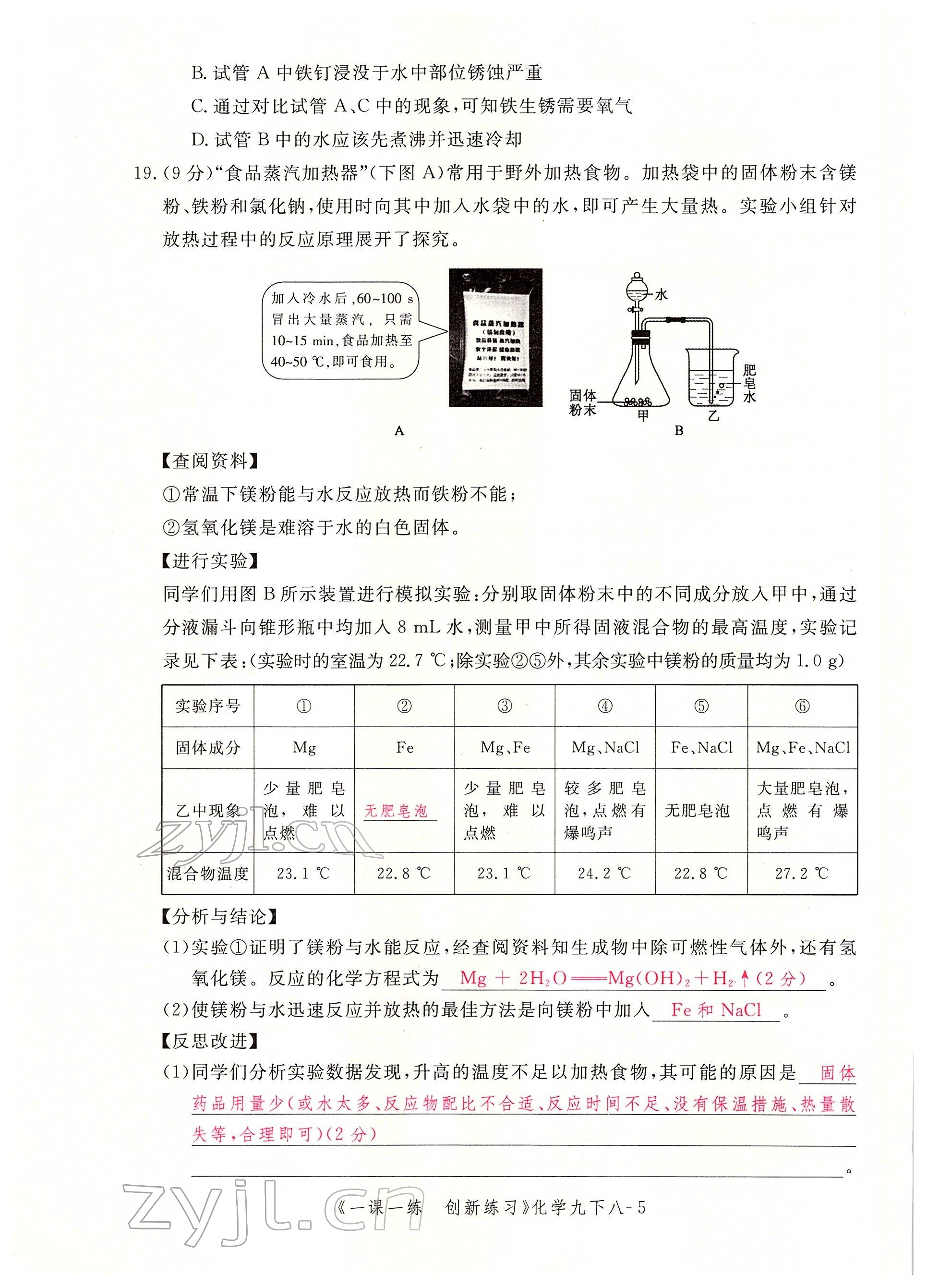 2022年一课一练创新练习九年级化学下册人教版 第5页