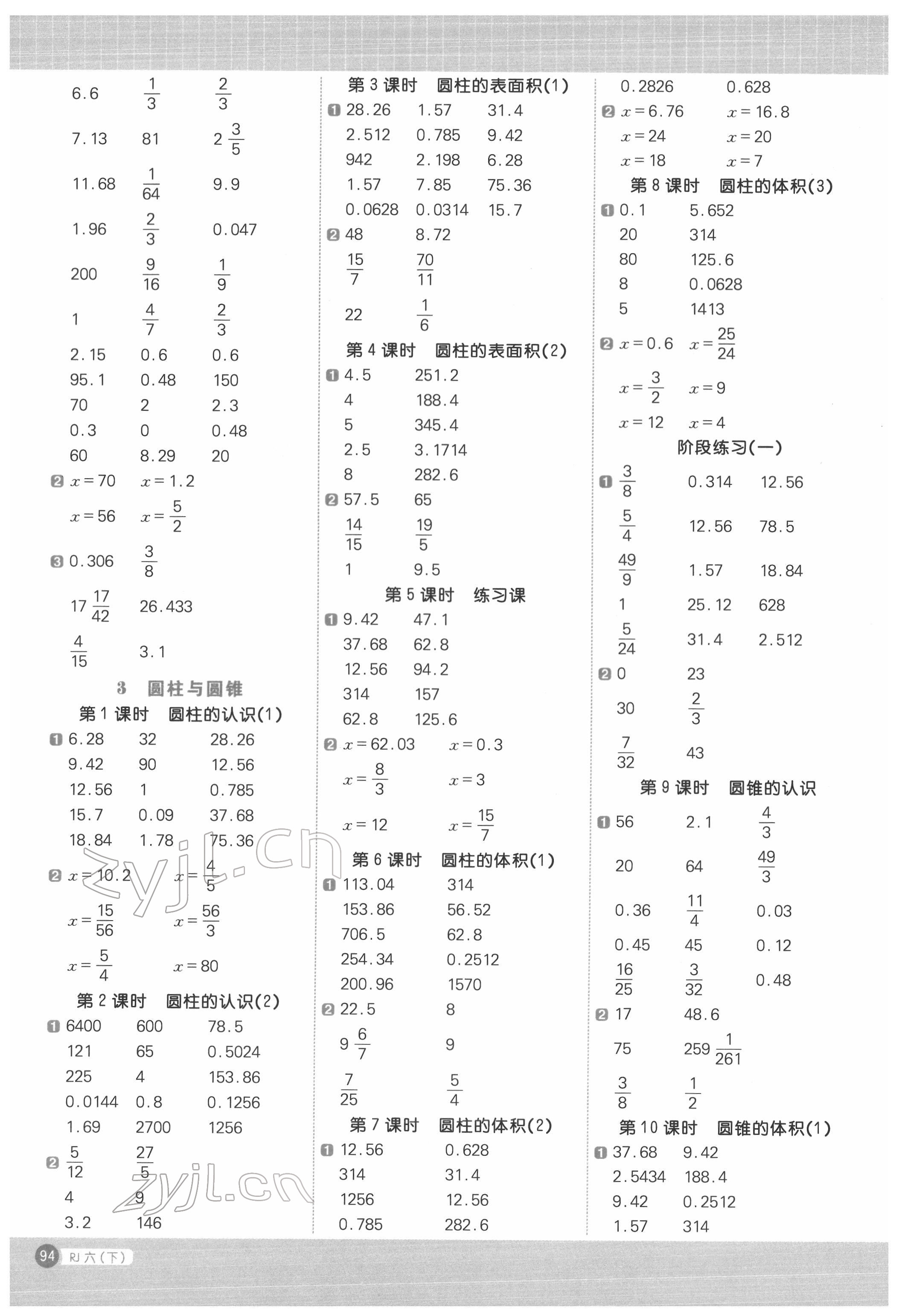 2022年陽光同學(xué)計(jì)算小達(dá)人六年級數(shù)學(xué)下冊人教版 第2頁