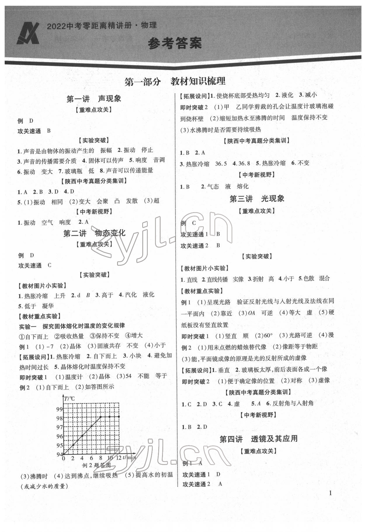 2022年中考零距离物理陕西专版 第1页