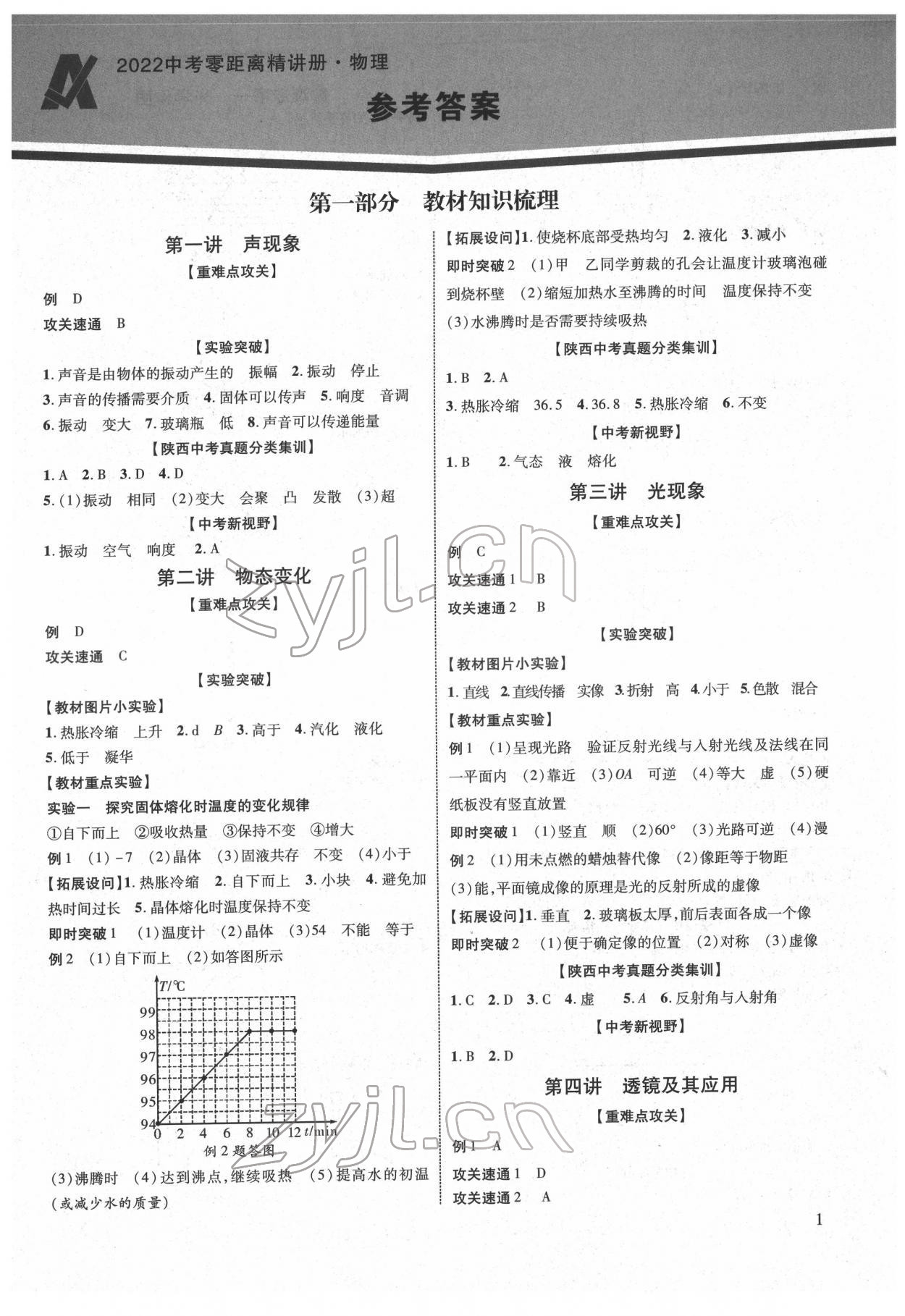 2022年中考零距離物理陜西專版 第1頁