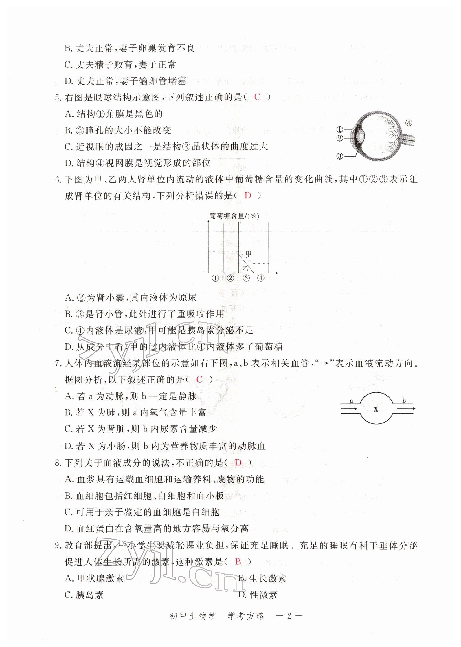 2022年芝麻开花学考方略生物人教版 参考答案第21页