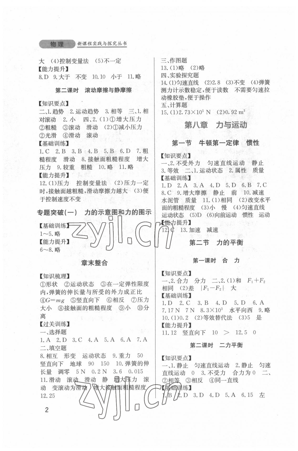 2022年新课程实践与探究丛书八年级物理下册教科版 第2页