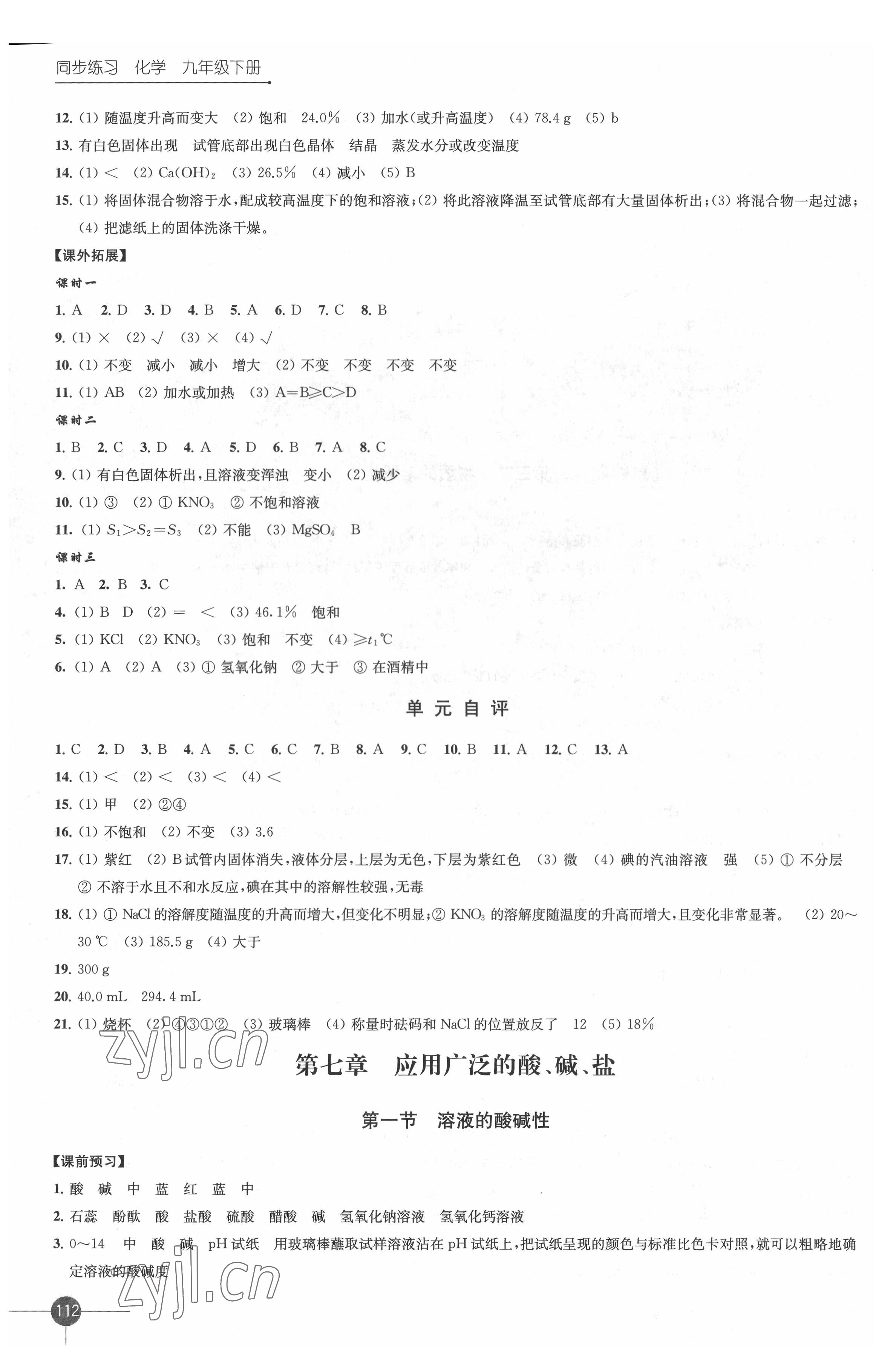 2022年同步练习江苏九年级化学下册沪教版 第4页