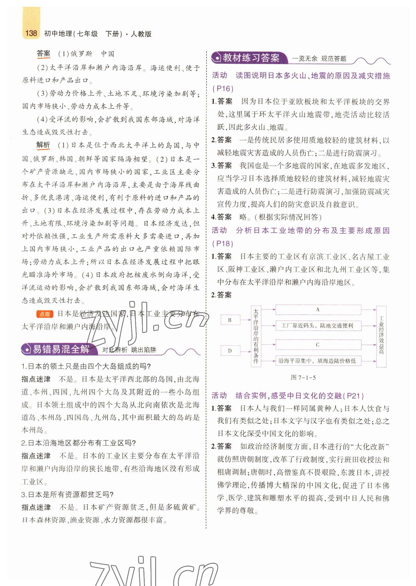 2022年教材课本七年级地理下册人教版 参考答案第12页