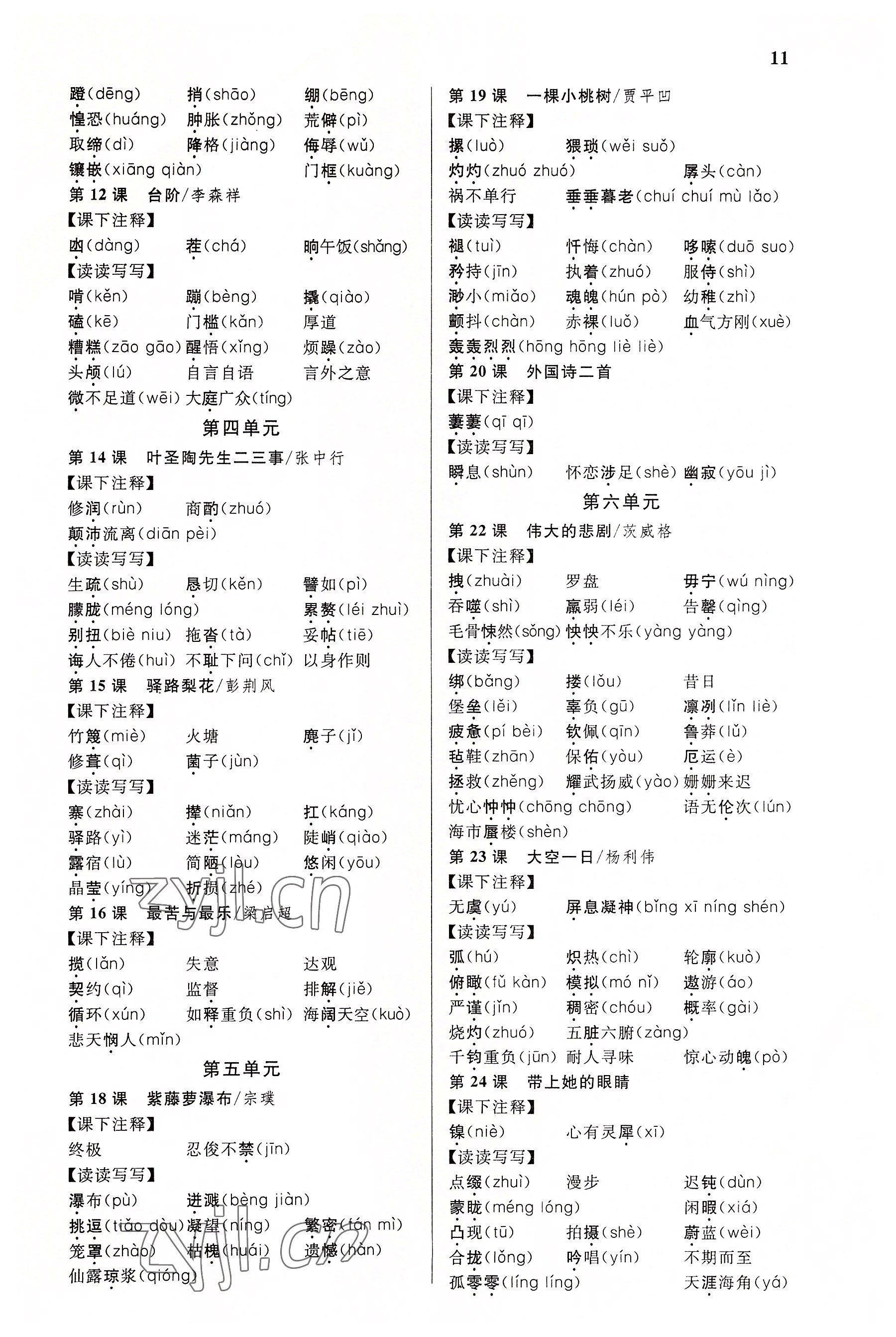 2022年中考先锋吉林出版集团语文黄石专版 参考答案第11页