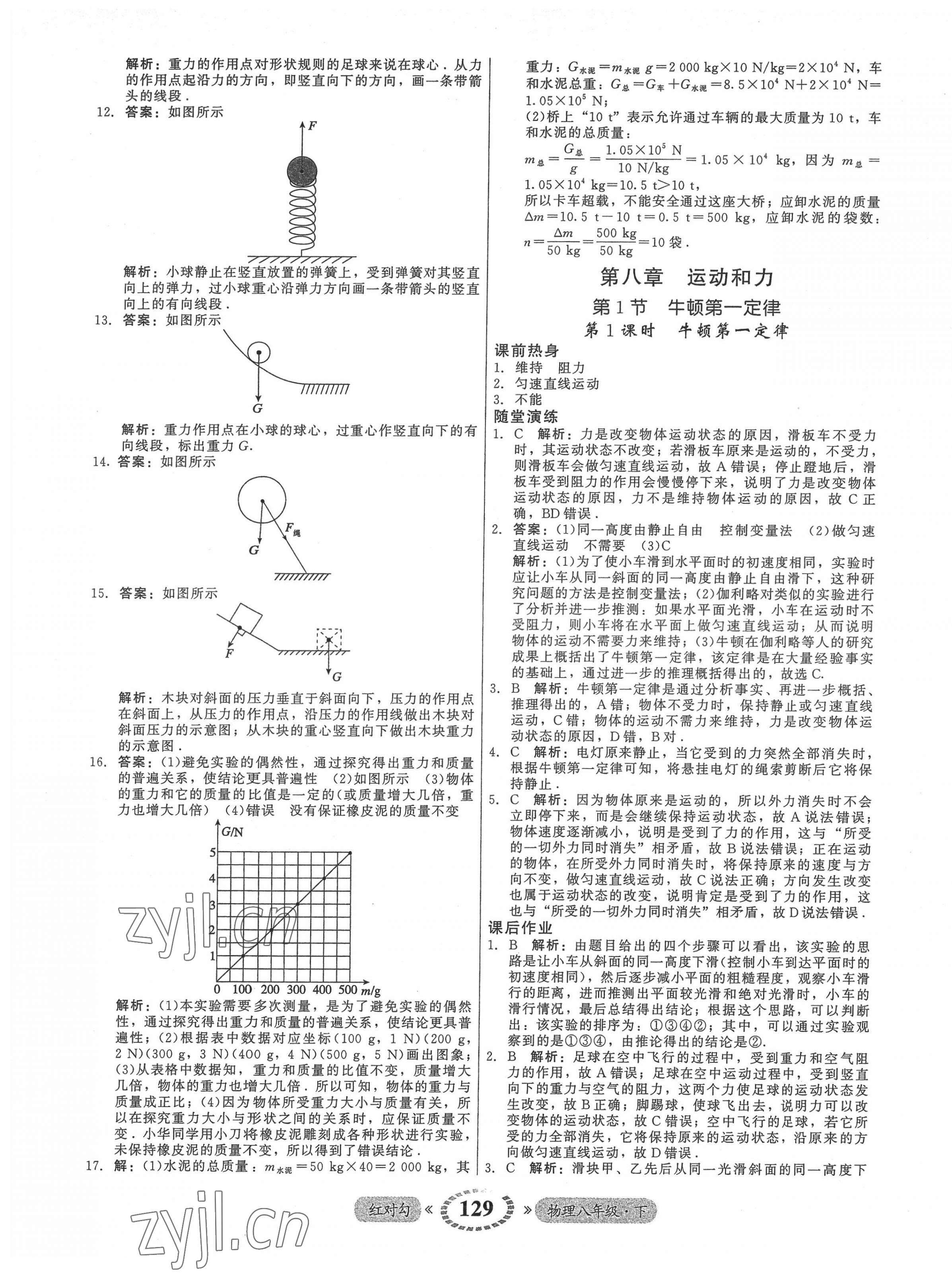 2022年红对勾45分钟作业与单元评估八年级物理下册人教版 参考答案第5页