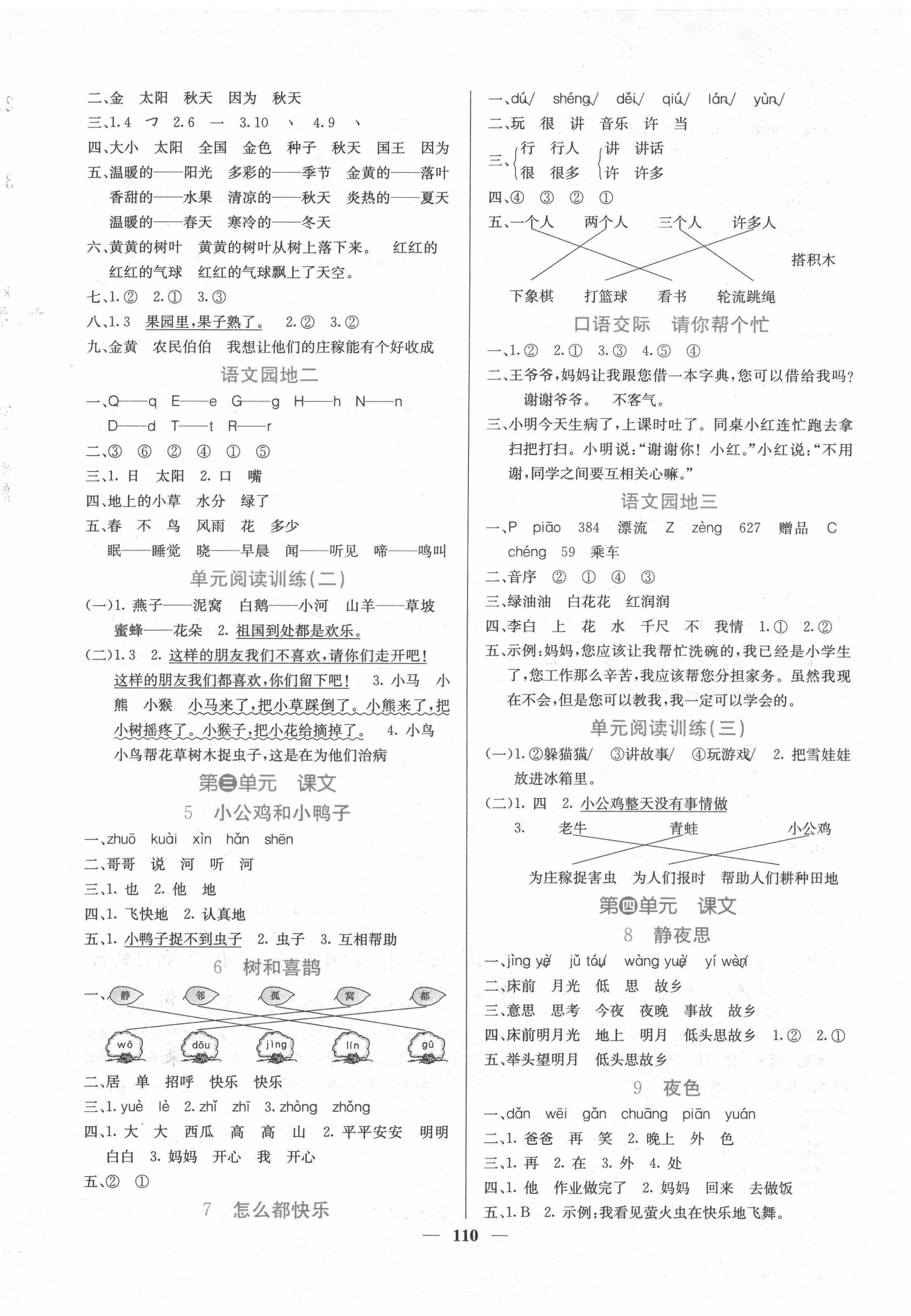 2022年课堂点睛一年级语文下册人教版湖南专版 第2页