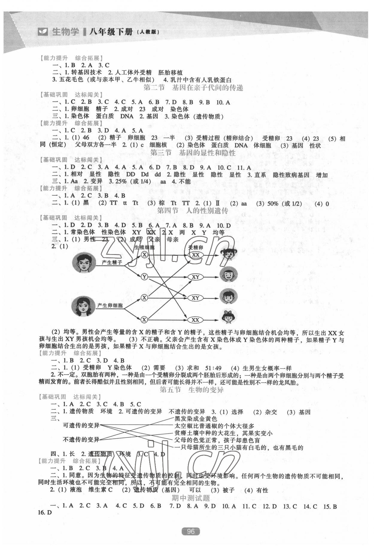 2022年新课程生物学能力培养八年级下册人教版 第2页