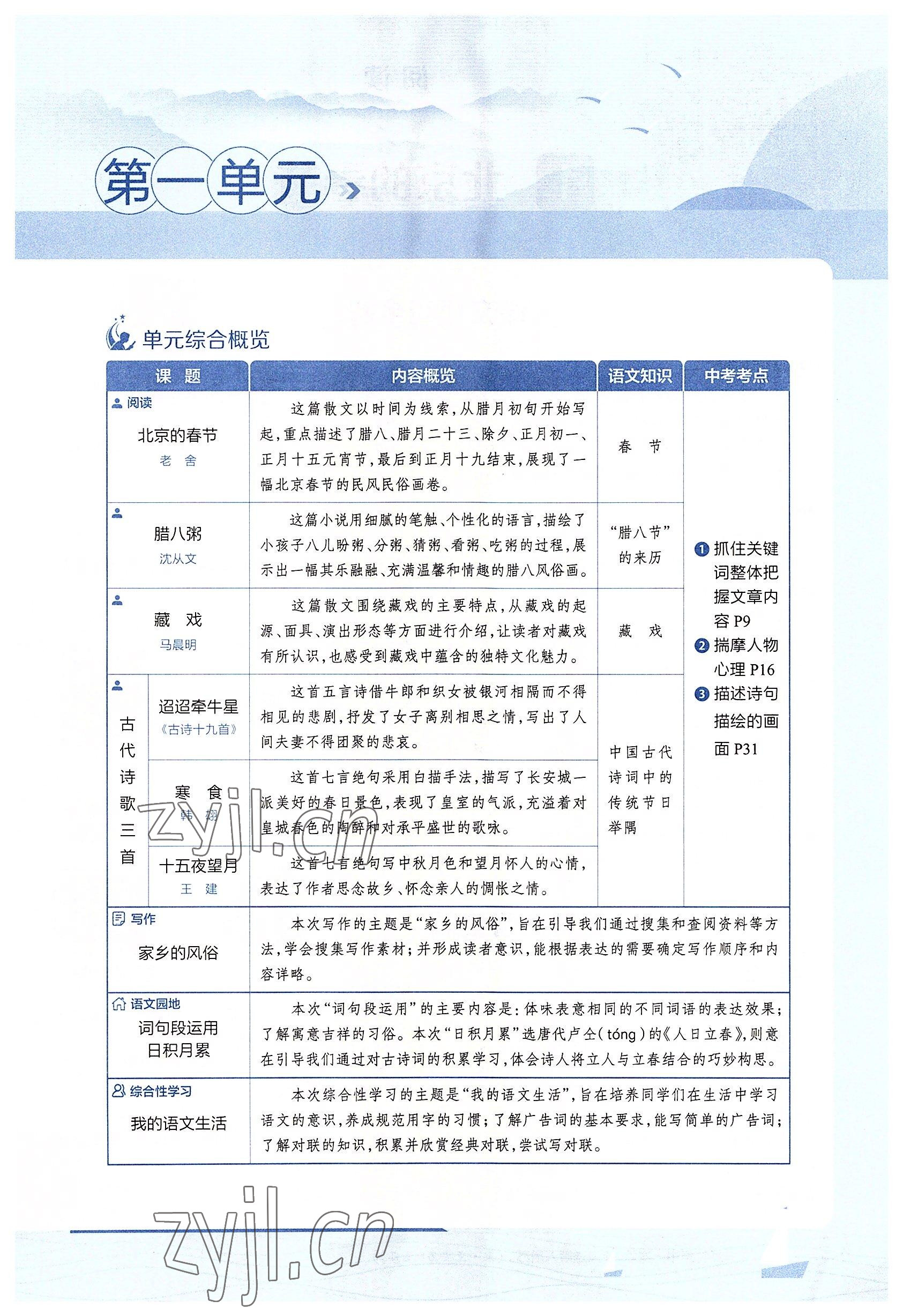 2022年教材课本六年级语文下册人教版54制 参考答案第1页