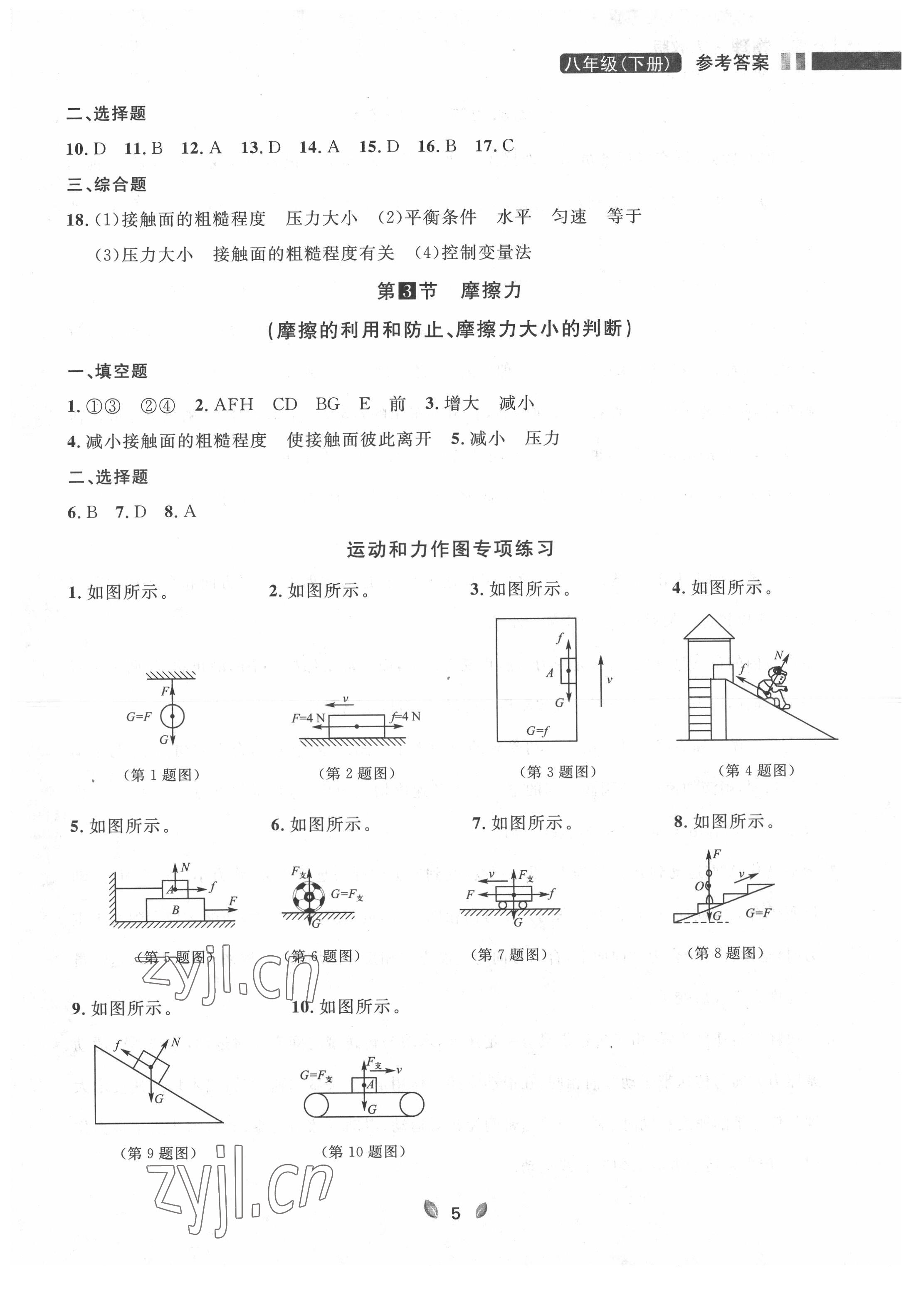 2022年點(diǎn)石成金金牌奪冠八年級(jí)物理下冊(cè)人教版大連專版 參考答案第5頁