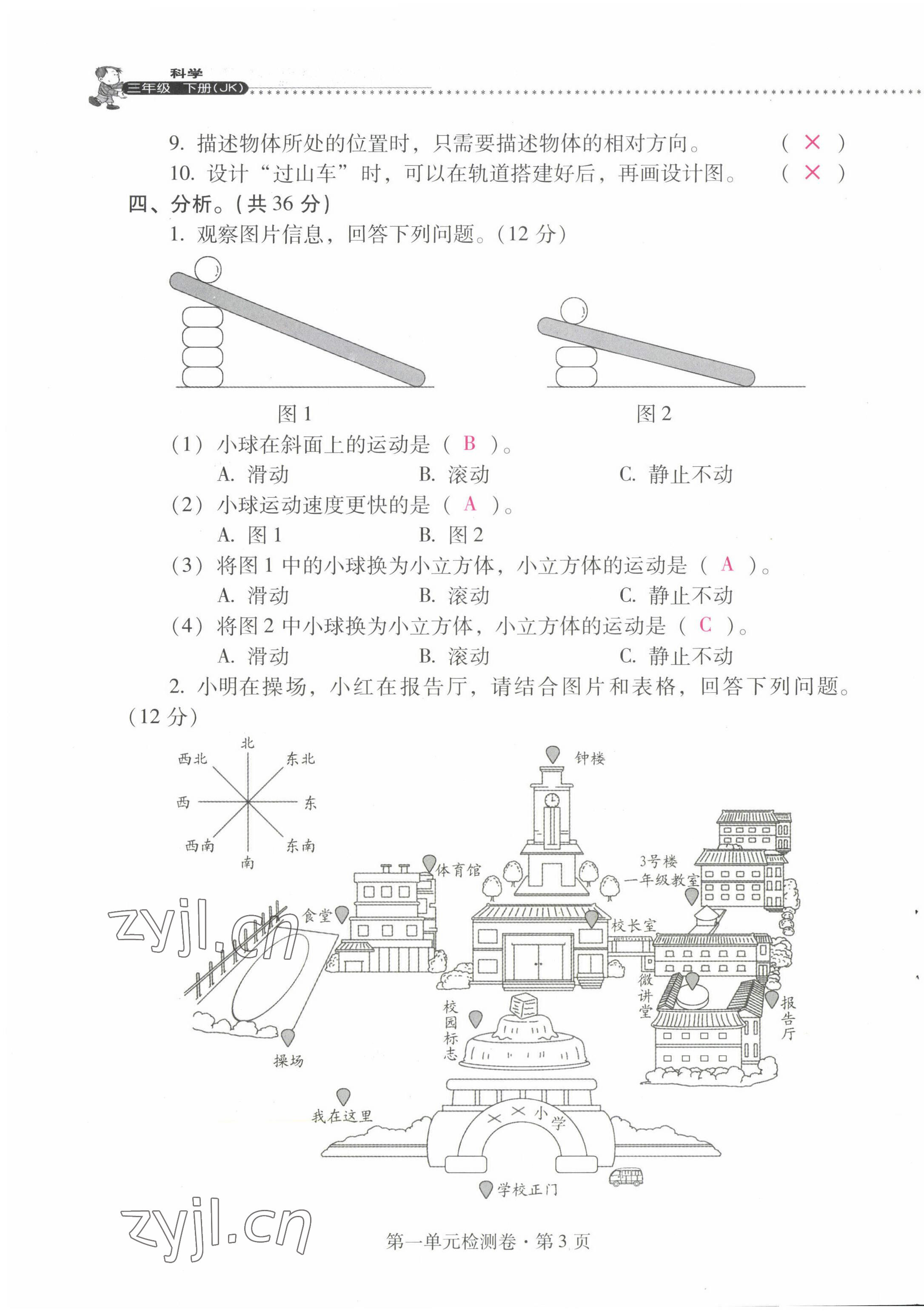 2022年云南省标准教辅同步指导训练与检测三年级科学下册教科版 第3页