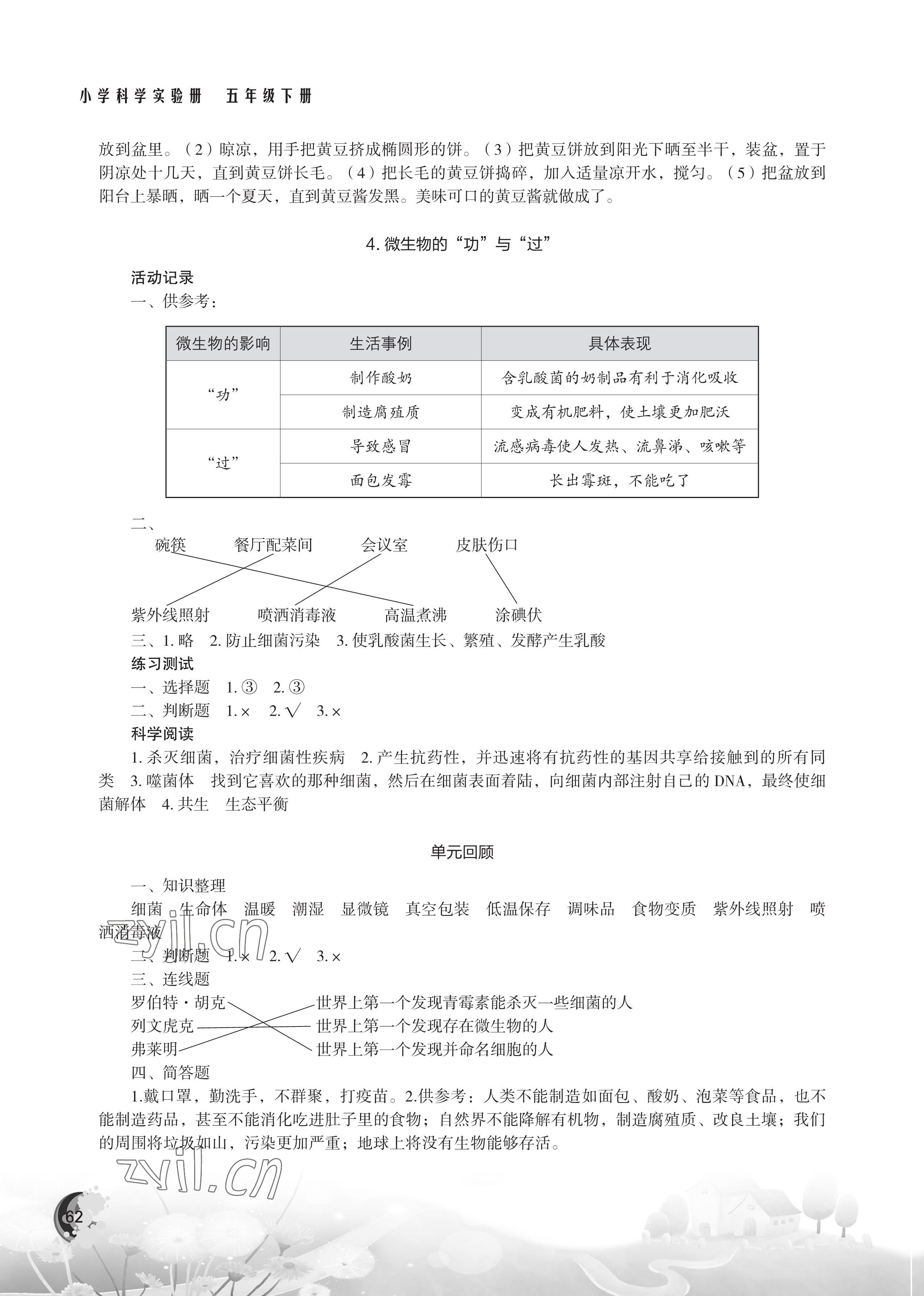 2022年小学科学实验册五年级下册苏教版 参考答案第2页