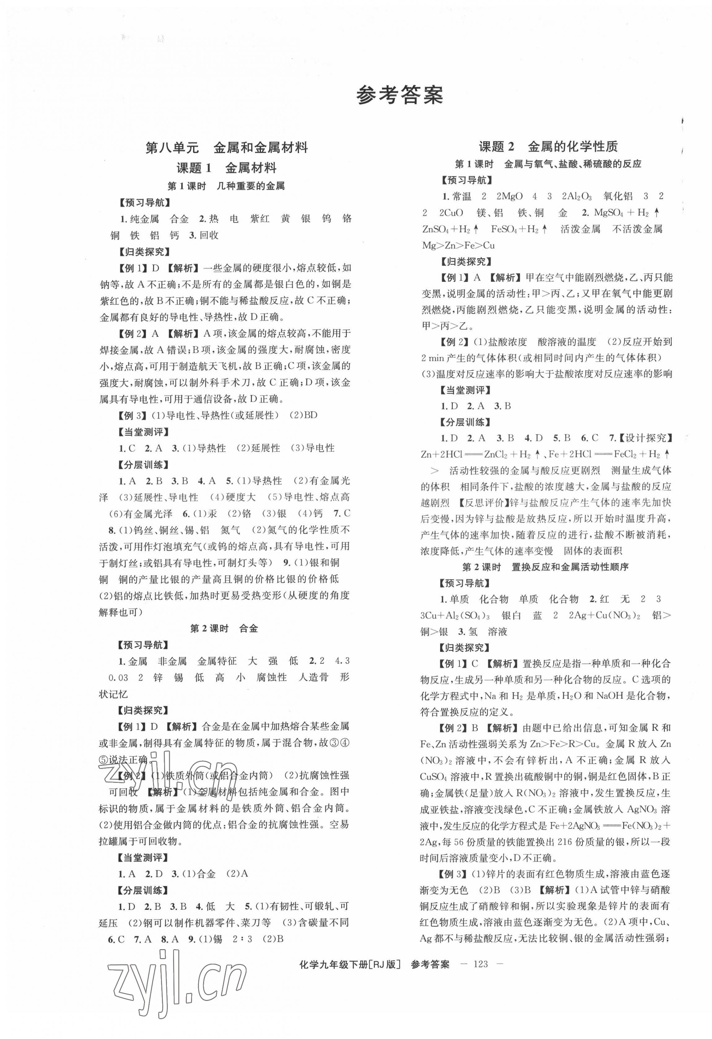 2022年全效學(xué)習(xí)同步學(xué)練測九年級化學(xué)下冊人教版 第1頁