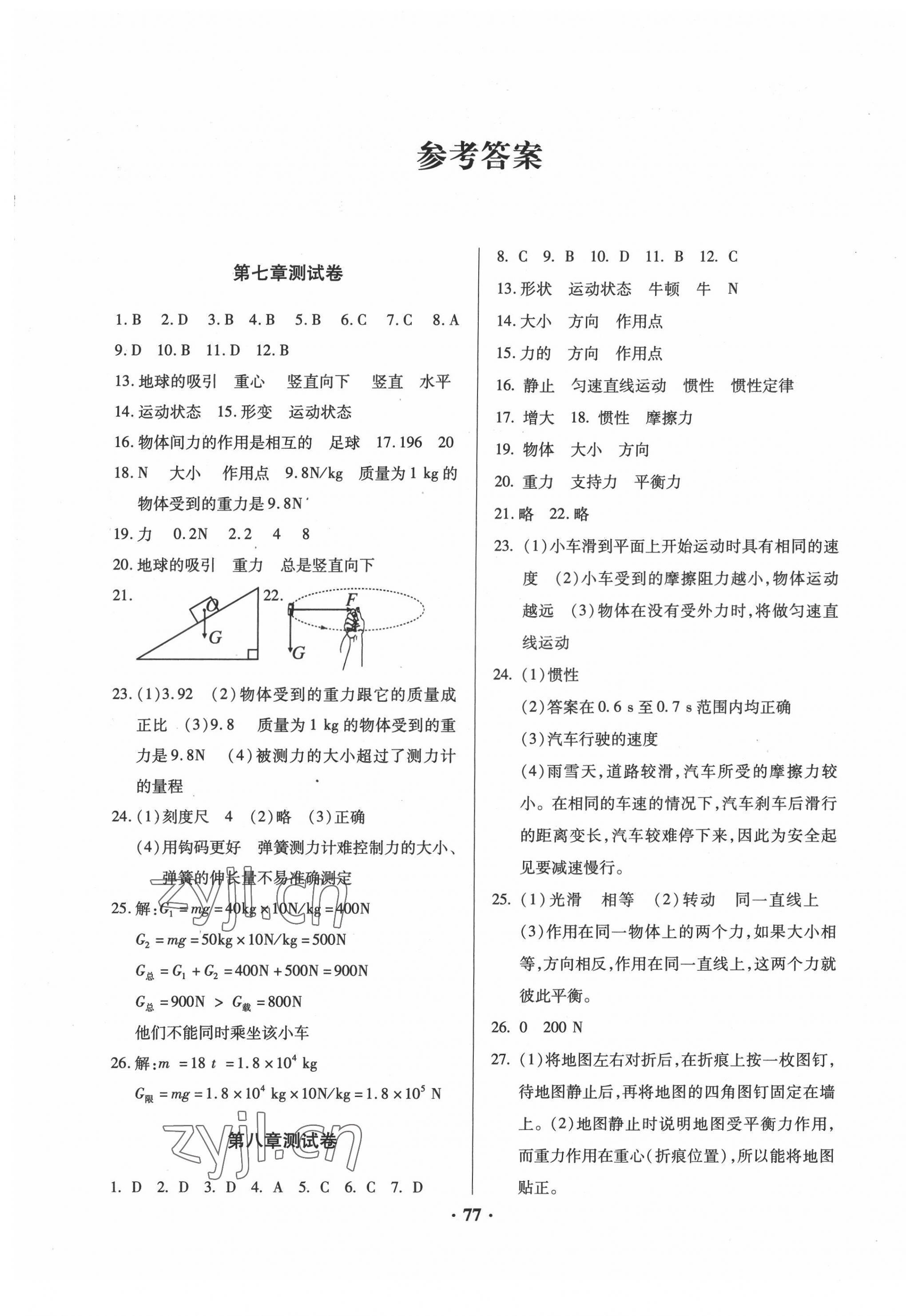 2022年优化夺标单元测试卷八年级物理下册人教版 第1页