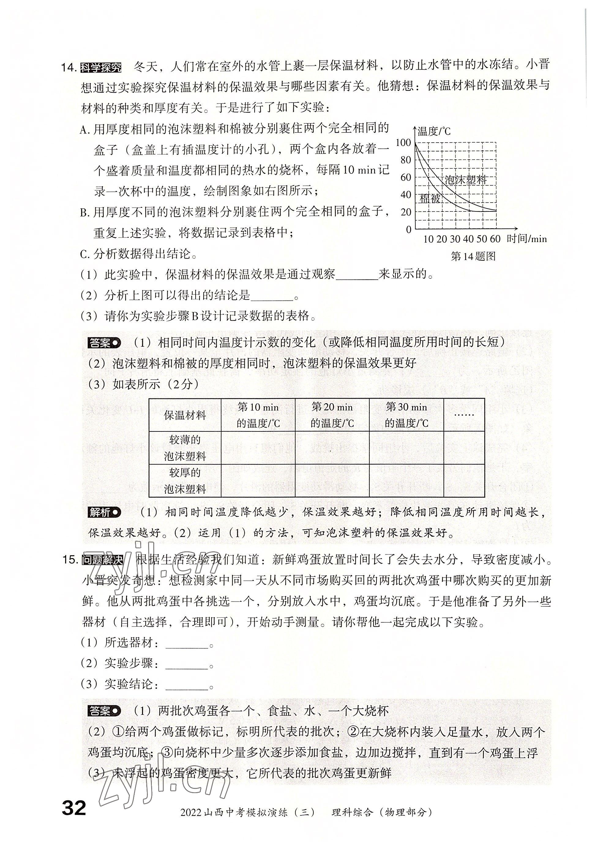 2022年晋文源中考模拟演练物理山西专版 参考答案第30页