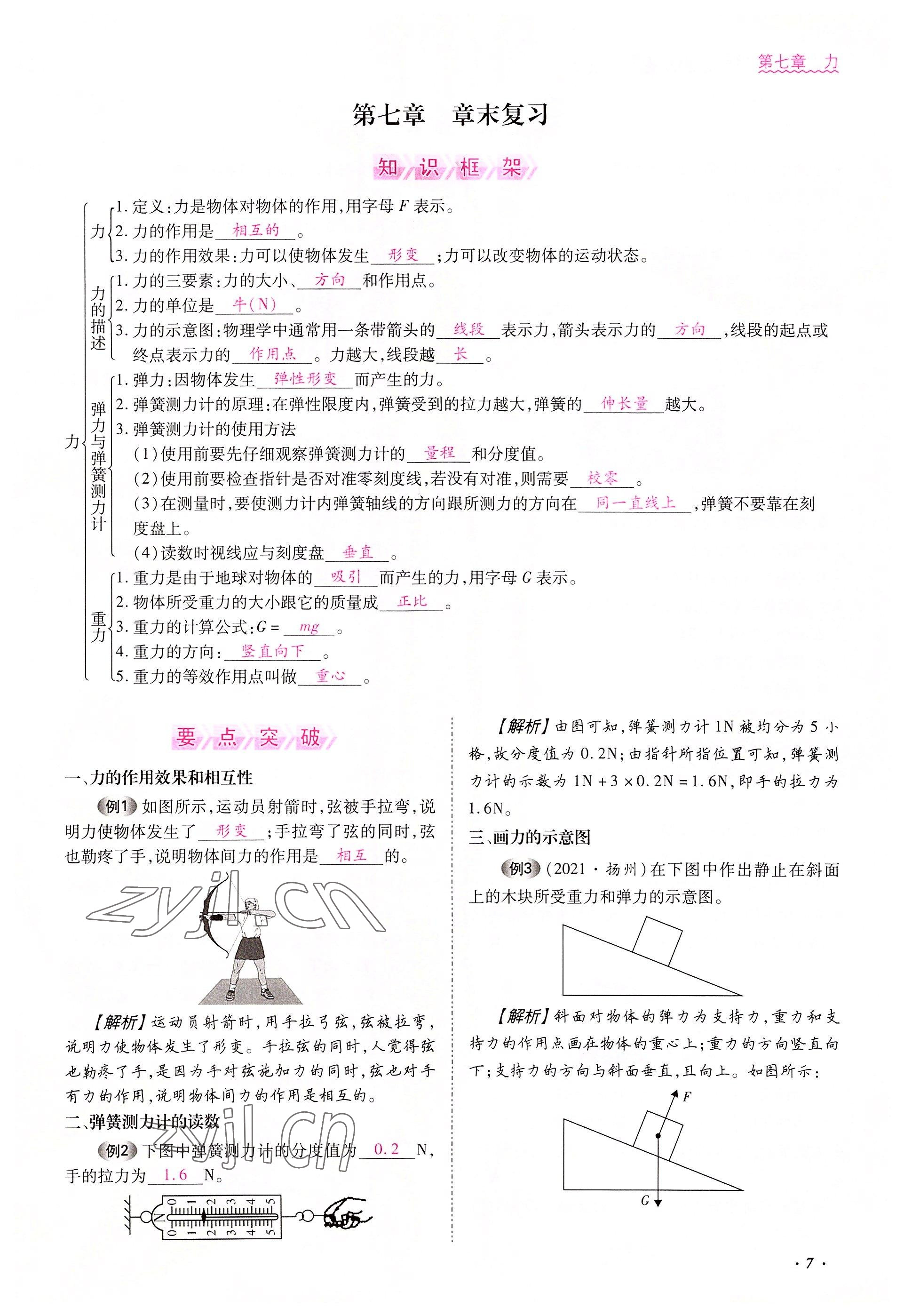 2022年本土攻略八年級(jí)物理下冊人教版 參考答案第7頁