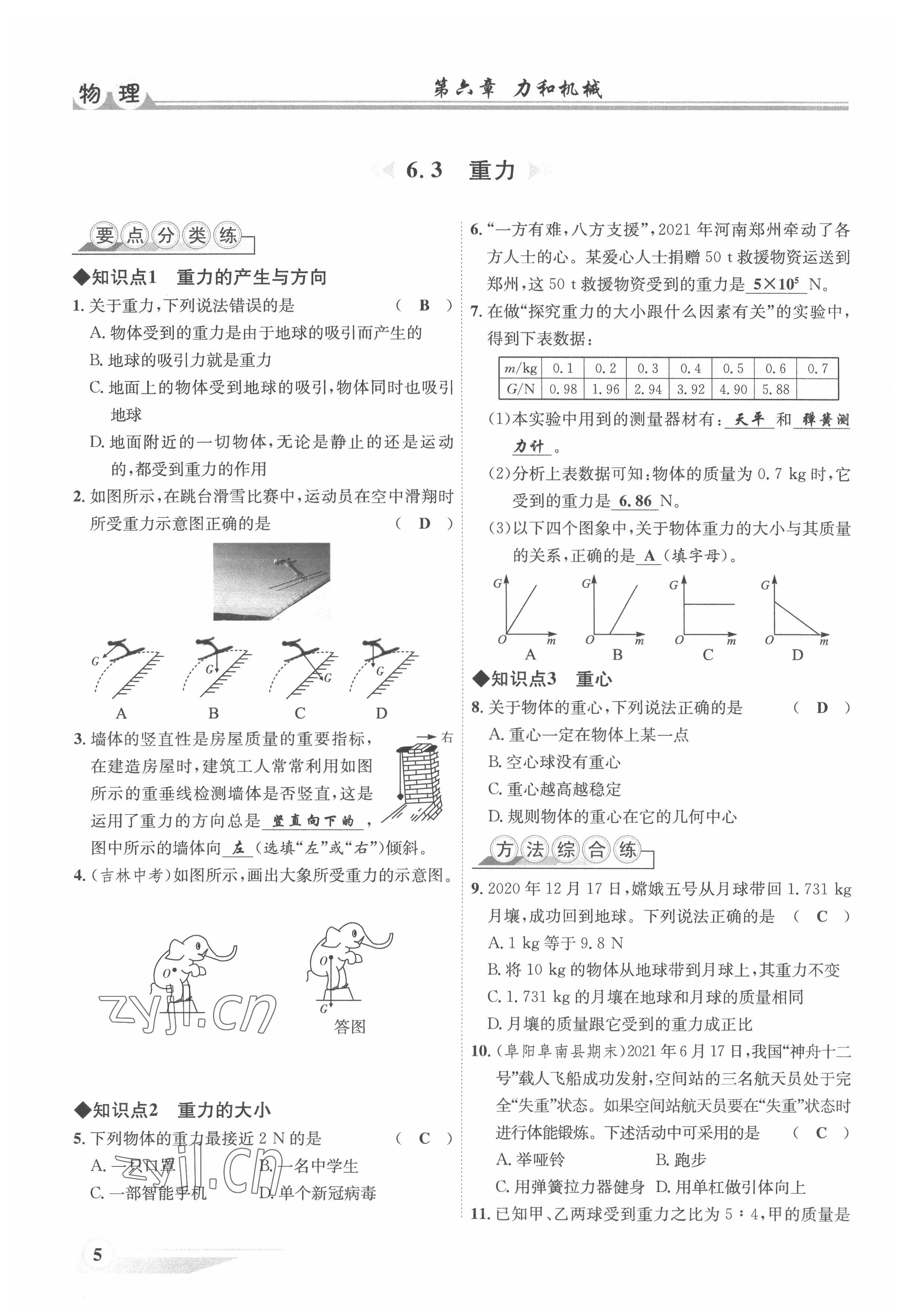 2022年體驗型學(xué)案八年級物理下冊滬粵版 參考答案第5頁