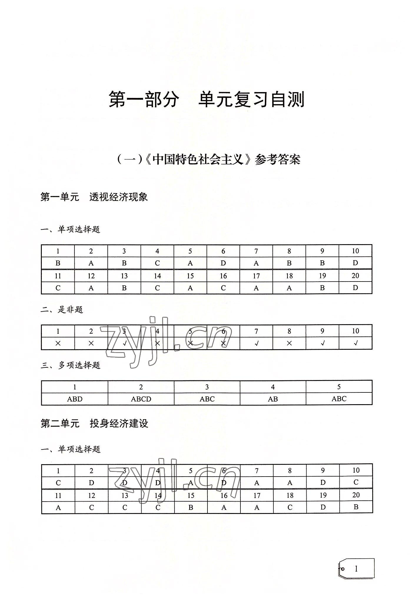 2022年福建省單元復習自測加課程模擬試卷航空工業(yè)出版社中職 參考答案第1頁