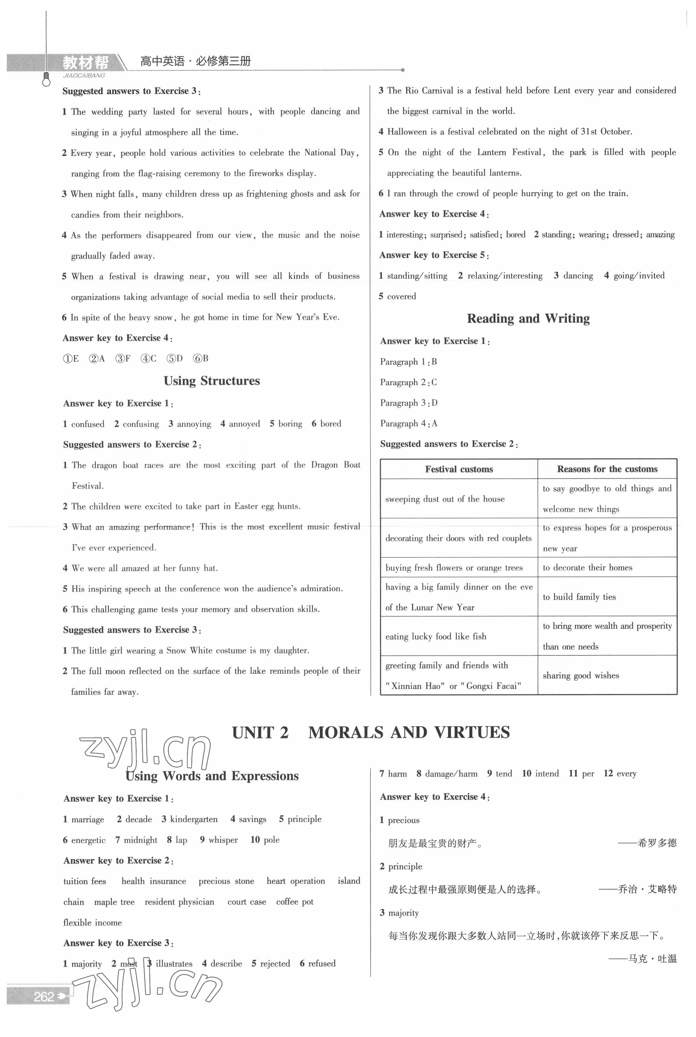 2022年高中教材課本英語必修第三冊人教版 參考答案第2頁