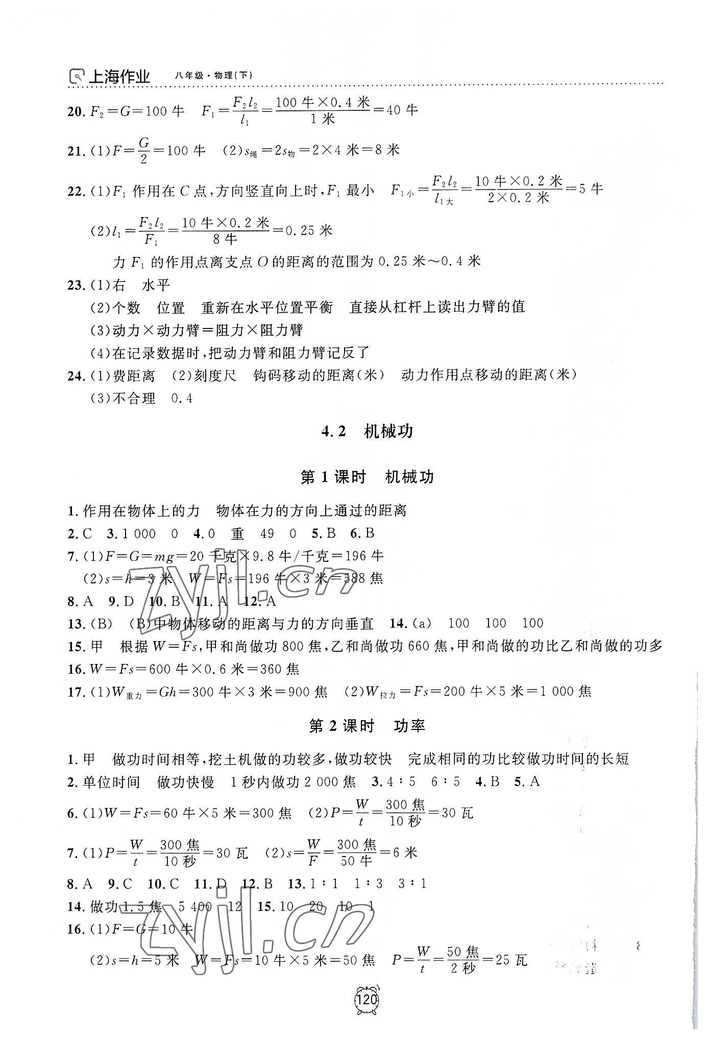 2022年上海作業(yè)八年級物理下冊滬教版54制 第4頁