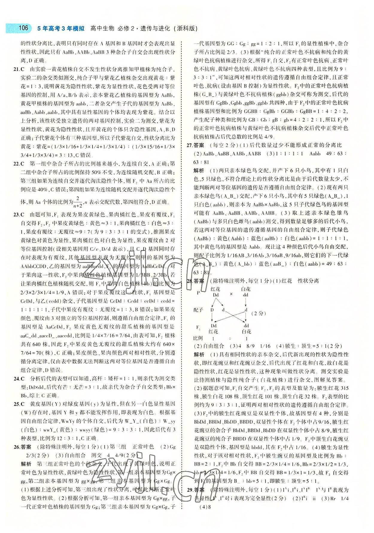 2022年5年高考3年模拟高中生物必修2浙科版 第10页