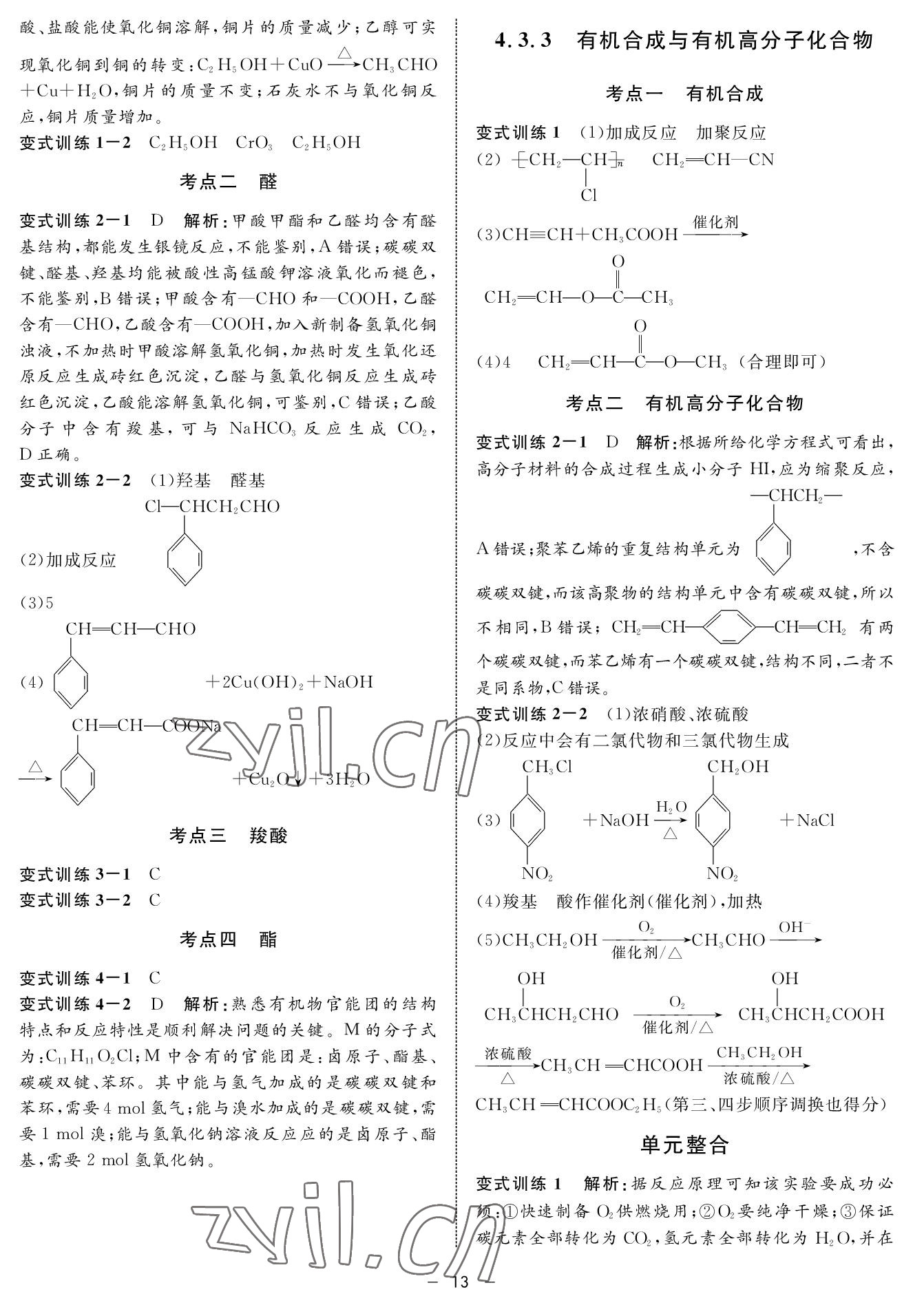 2022年鐘書金牌金典導(dǎo)學(xué)案高三基礎(chǔ)復(fù)習(xí)化學(xué) 參考答案第13頁