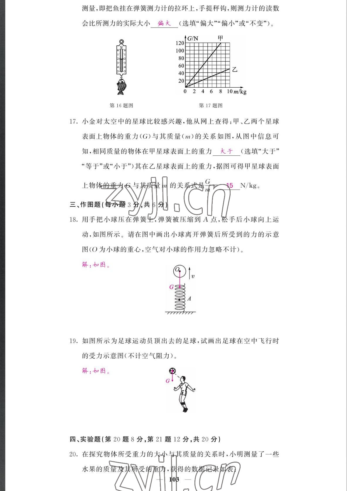 2022年课堂点睛八年级物理下册人教版湖南专版 参考答案第4页