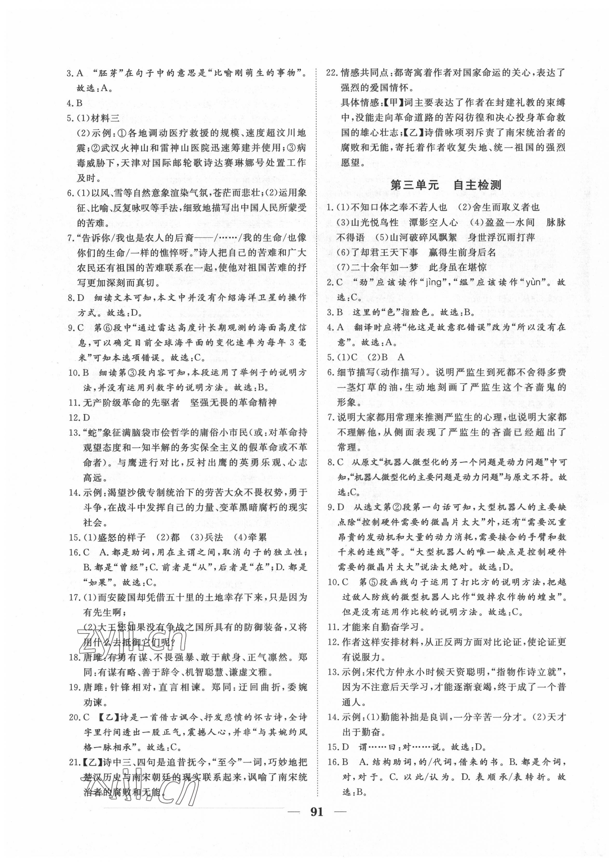2022年黄冈测试卷自主检测九年级语文下册人教版 第3页
