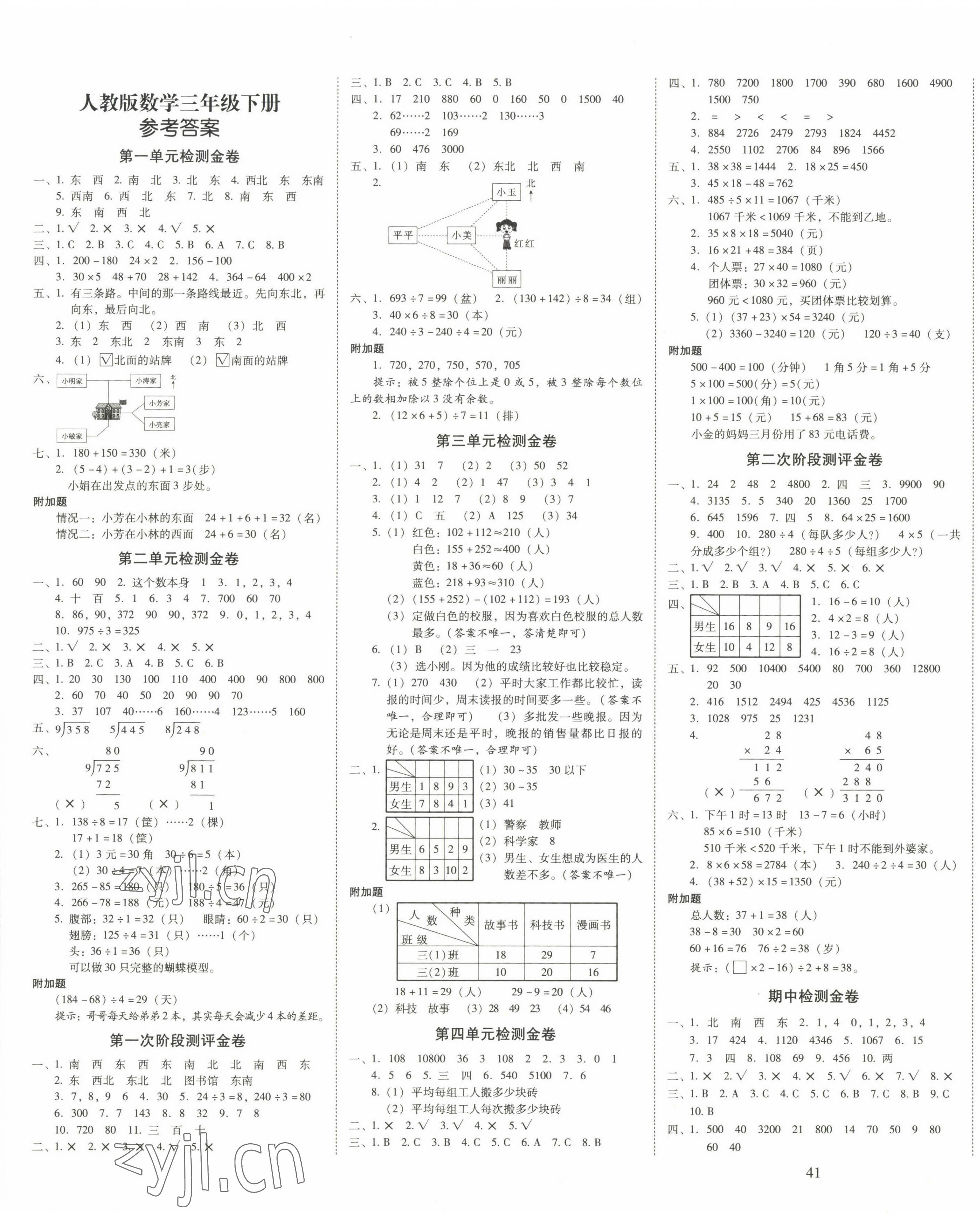 2022年云南师大附小一线名师金牌试卷三年级数学下册人教版 第1页