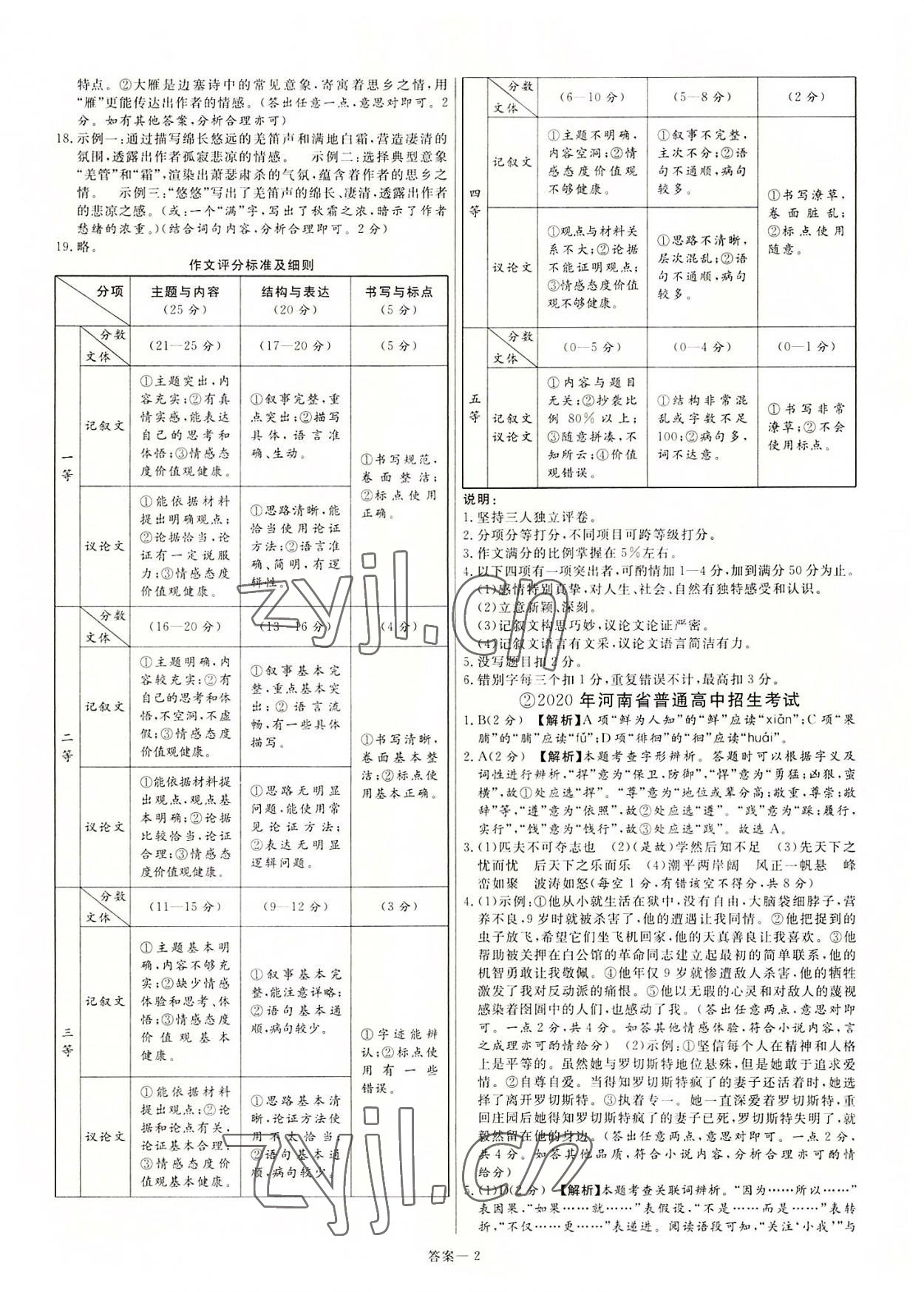 2022年新一线必刷卷语文河南专版 第2页