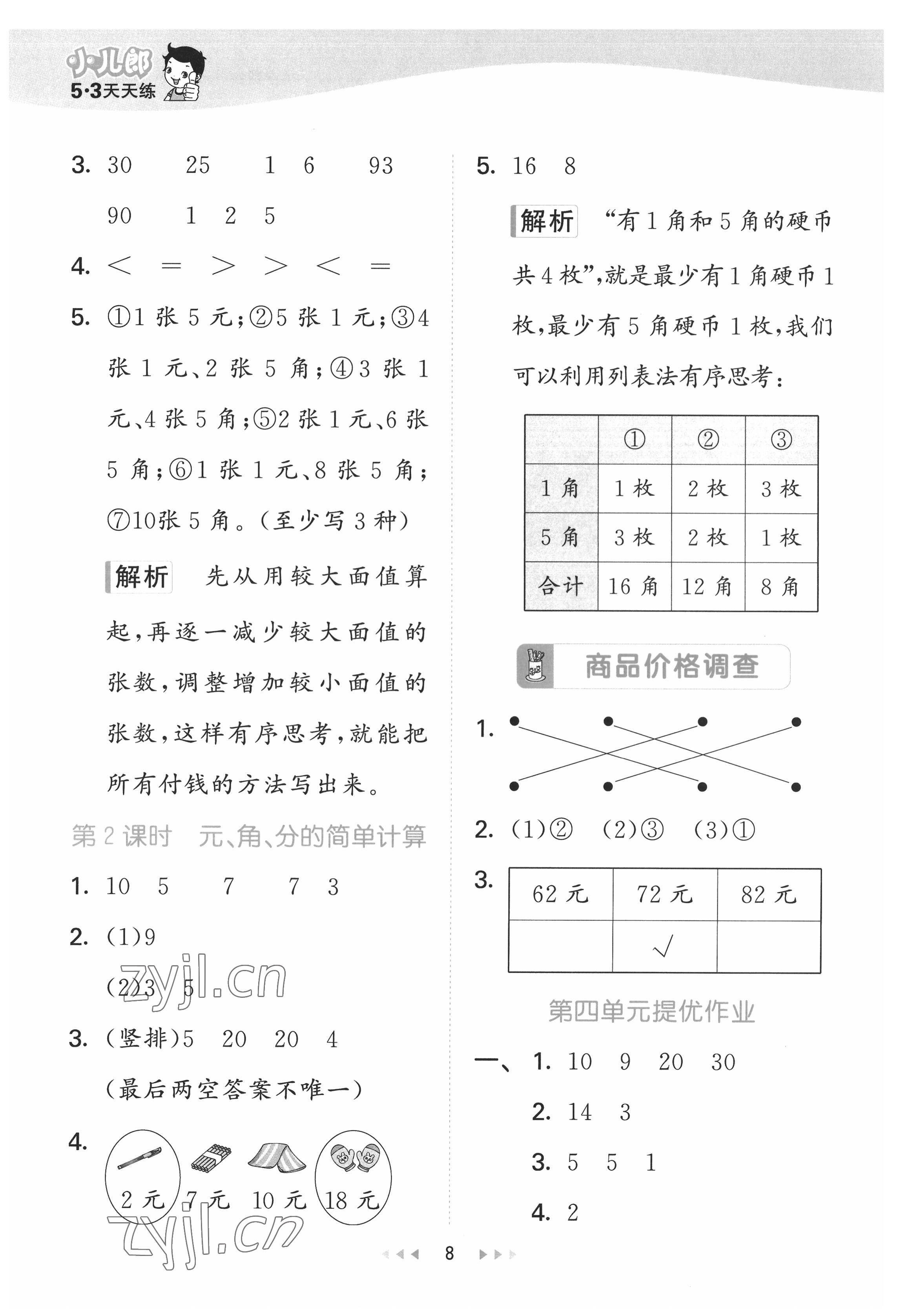 2022年53天天練一年級數(shù)學(xué)下冊冀教版 第8頁