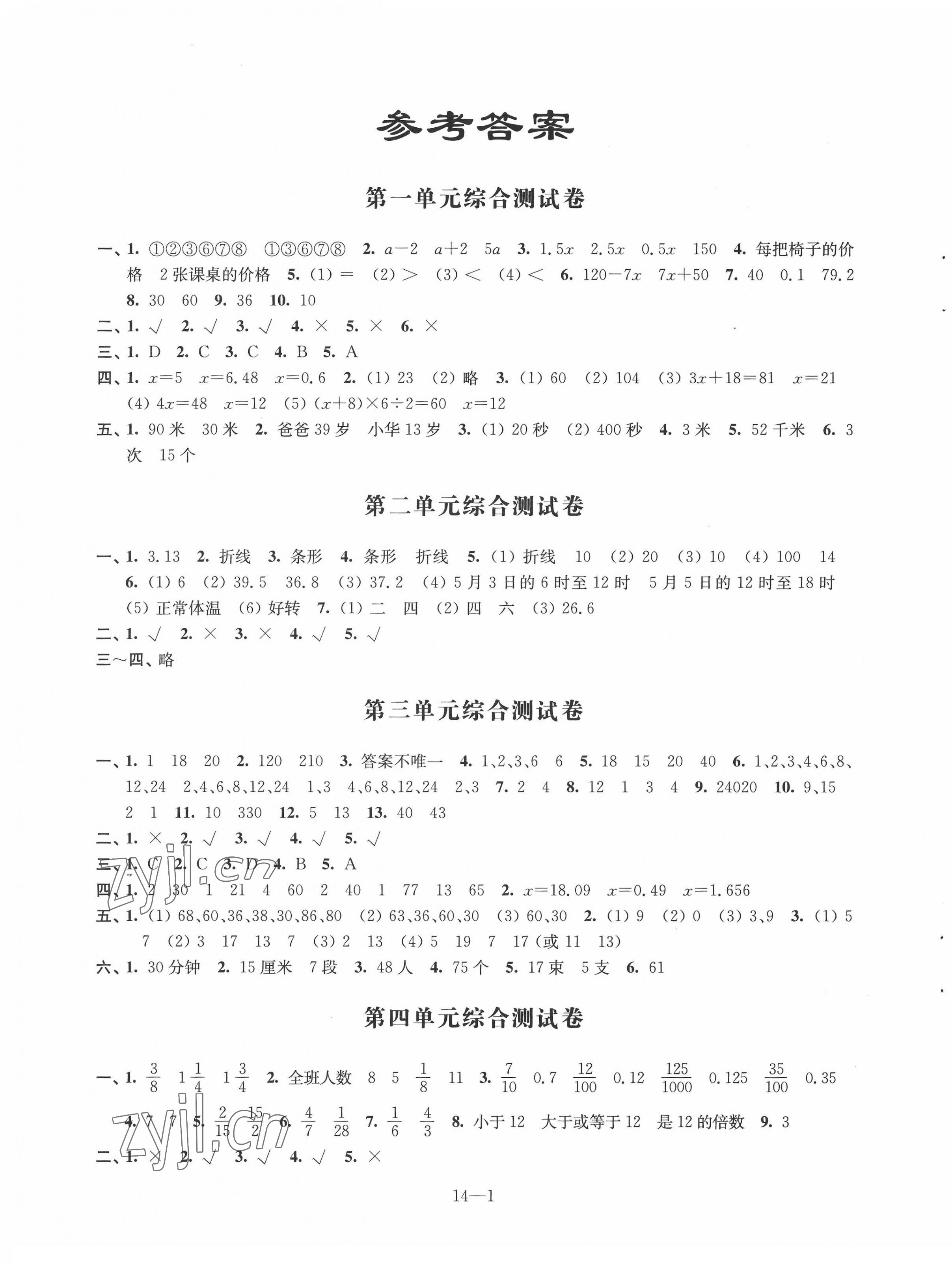 2022年同步練習(xí)配套試卷五年級(jí)數(shù)學(xué)下冊(cè)蘇教版 第1頁(yè)