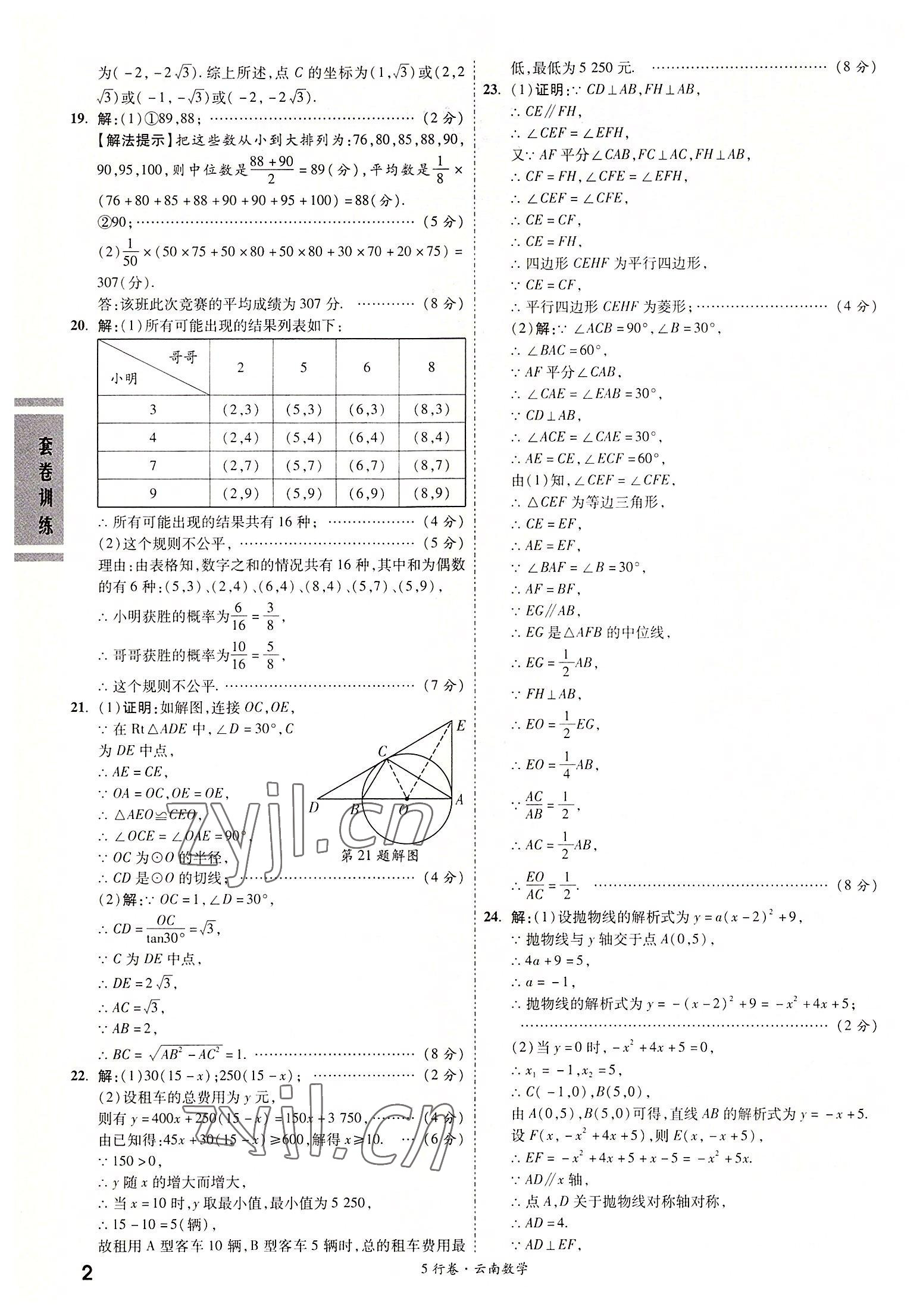 2022年一战成名5行卷数学中考云南专版 第2页