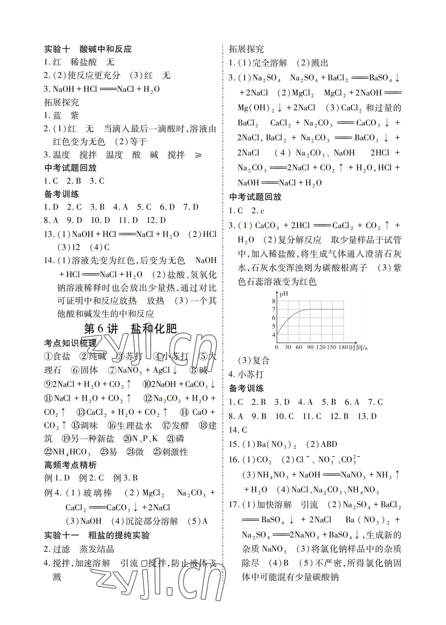 2022年優(yōu)課堂給力A加中考化學(xué)總復(fù)習(xí) 參考答案第7頁